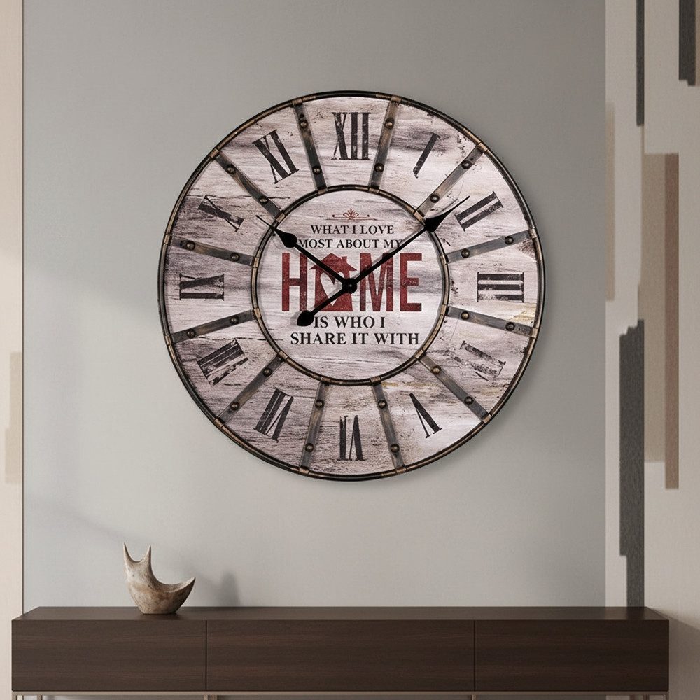 Mucola Wanduhr Bahnhofsuhr Küchenuhr XXL Dekouhr (Edler Metallkranz)