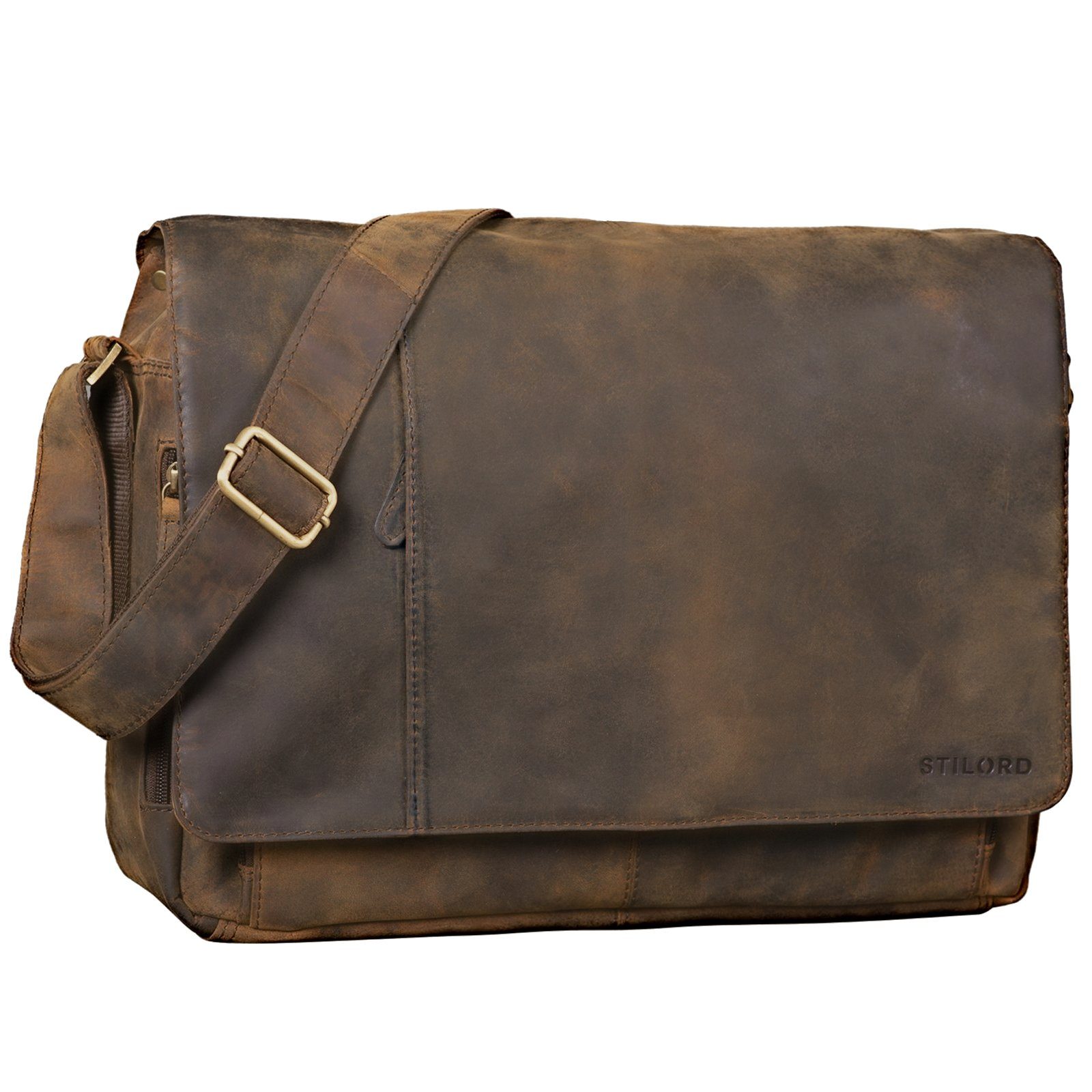 STILORD Laptoptasche "Elias" Echtleder Herren Umhängetasche 15,6 Zoll Businesstasche Leder