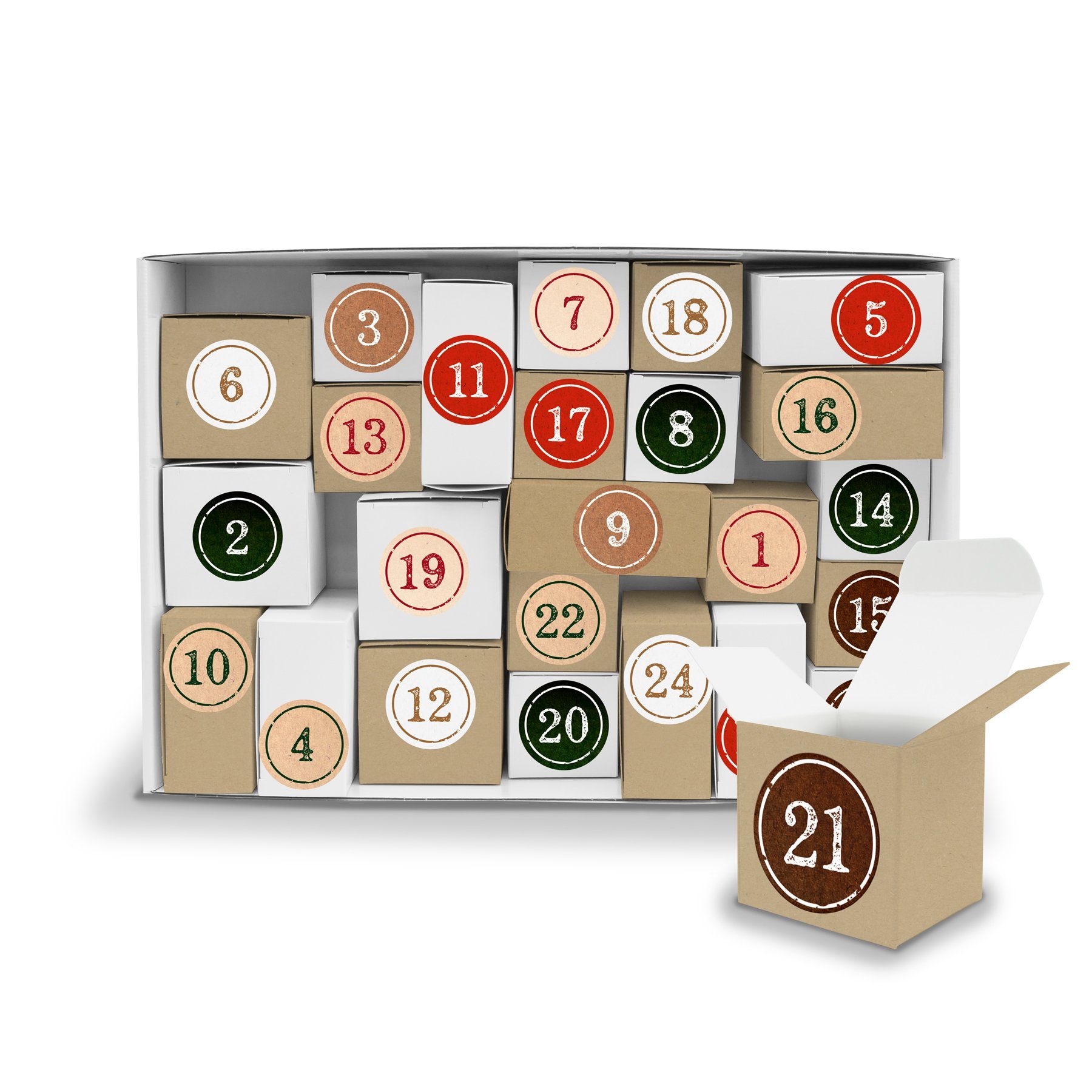 itenga befüllbarer Adventskalender zum Sticker Füllen Z V12 Komplettset + Adventskalender Aufstellen und