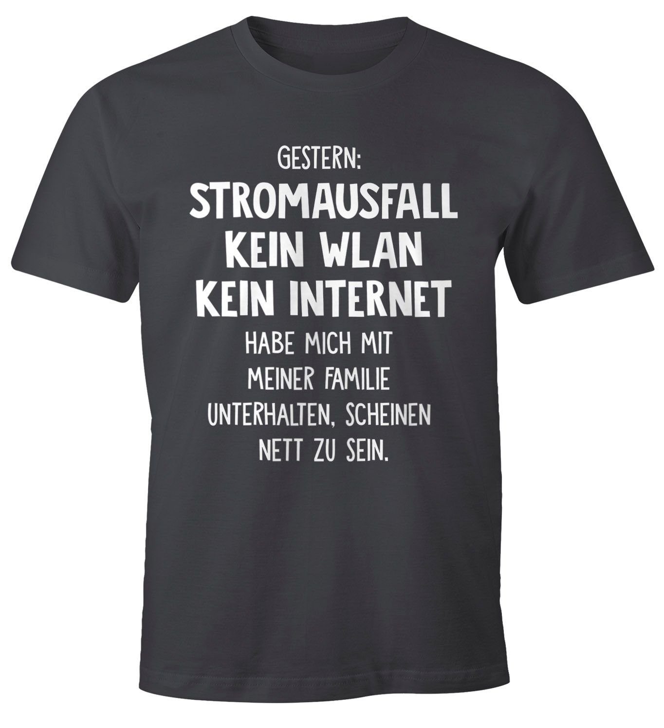 MoonWorks Print-Shirt Herren T-Shirt Gestern: Stromausfall günstig online kaufen
