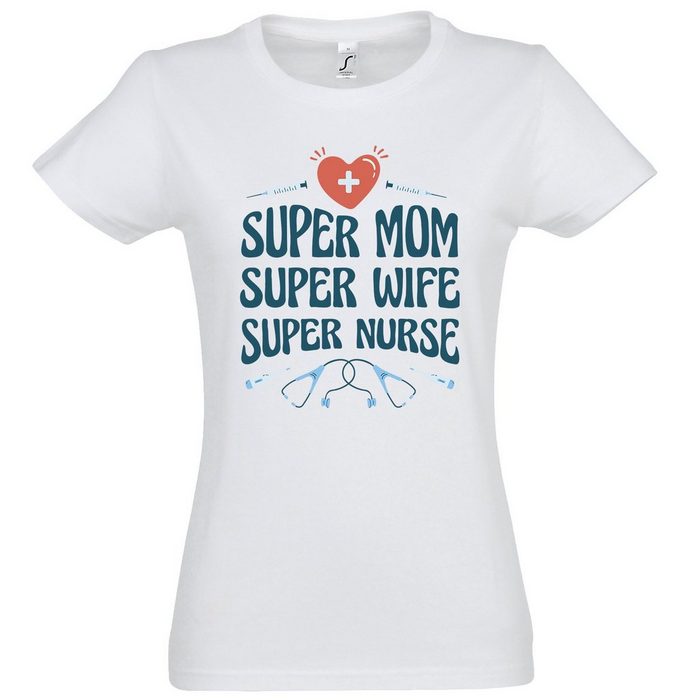 Youth Designz T-Shirt "Super Mom Super Wife Super Nurse" Damen Shirt mit trendigem Frontprint