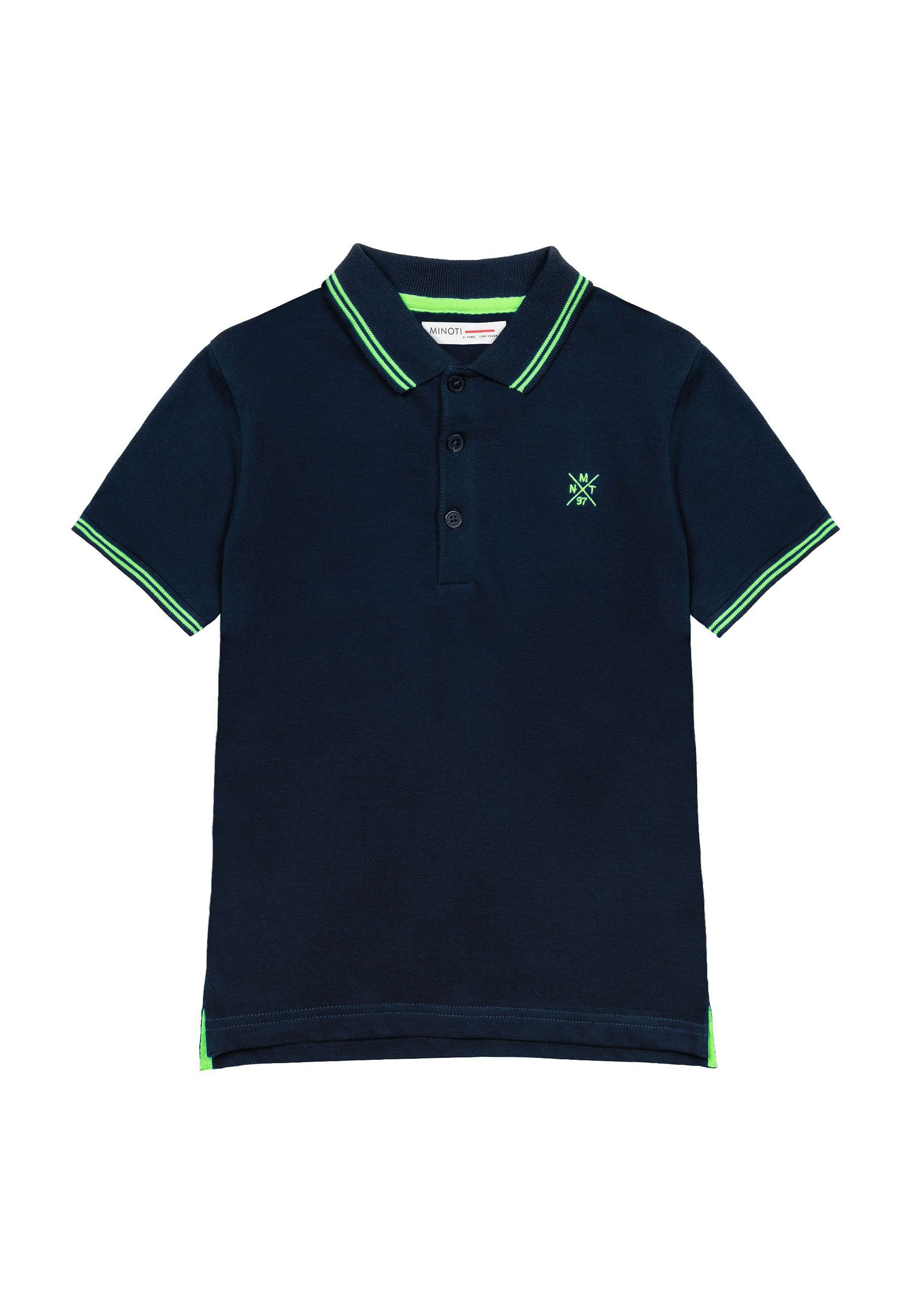 MINOTI Poloshirt Poloshirt mit Kontrastelementen (1y-14y) Dunkelblau