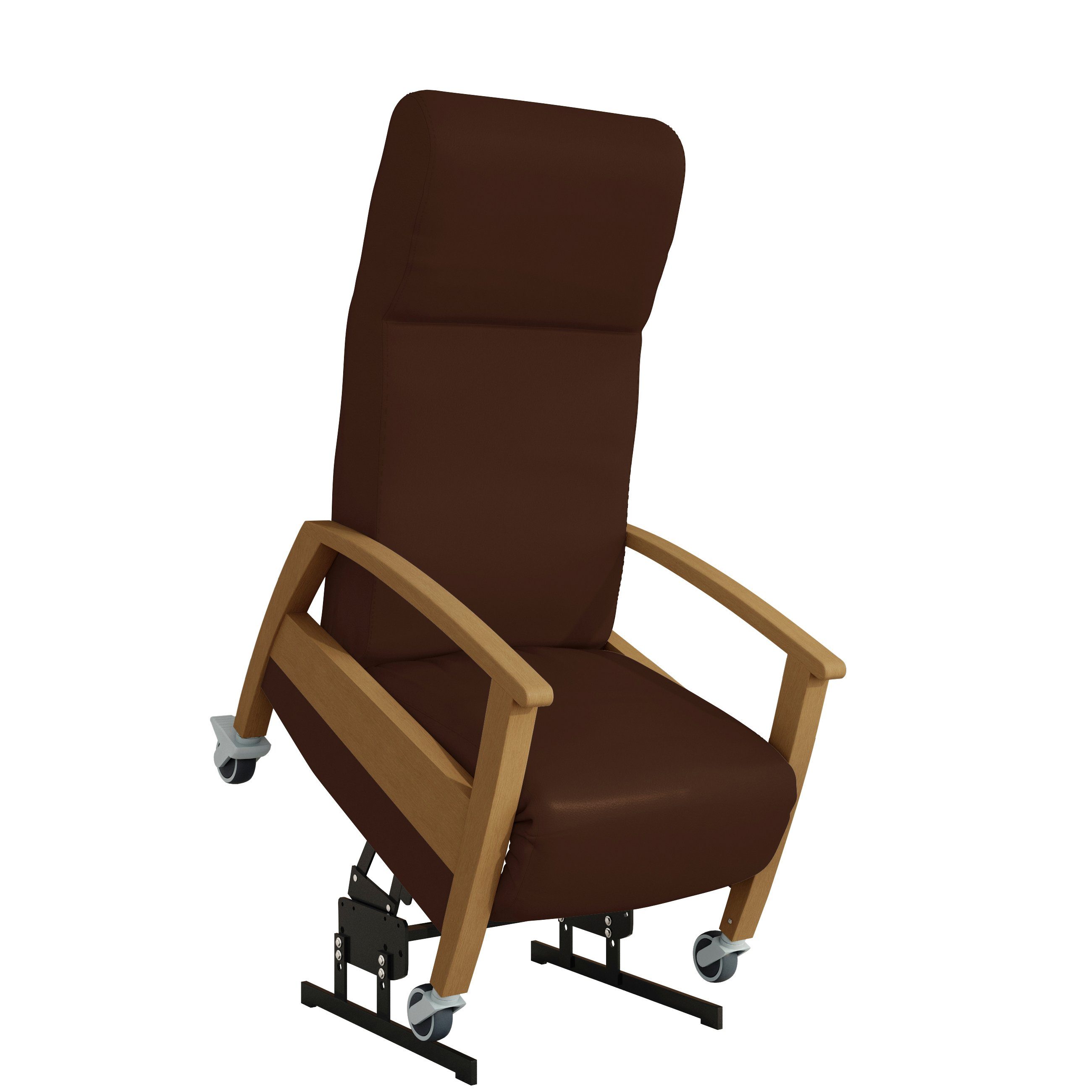 Aufstehhilfe Pflegesessel (kein Stuhl mit Rollen Germany, Devita 2 mittel | Set), bis in Aufstehhilfe, mit 140 kg Mocca GANDA dunkel Kunstleder made Lift Buche