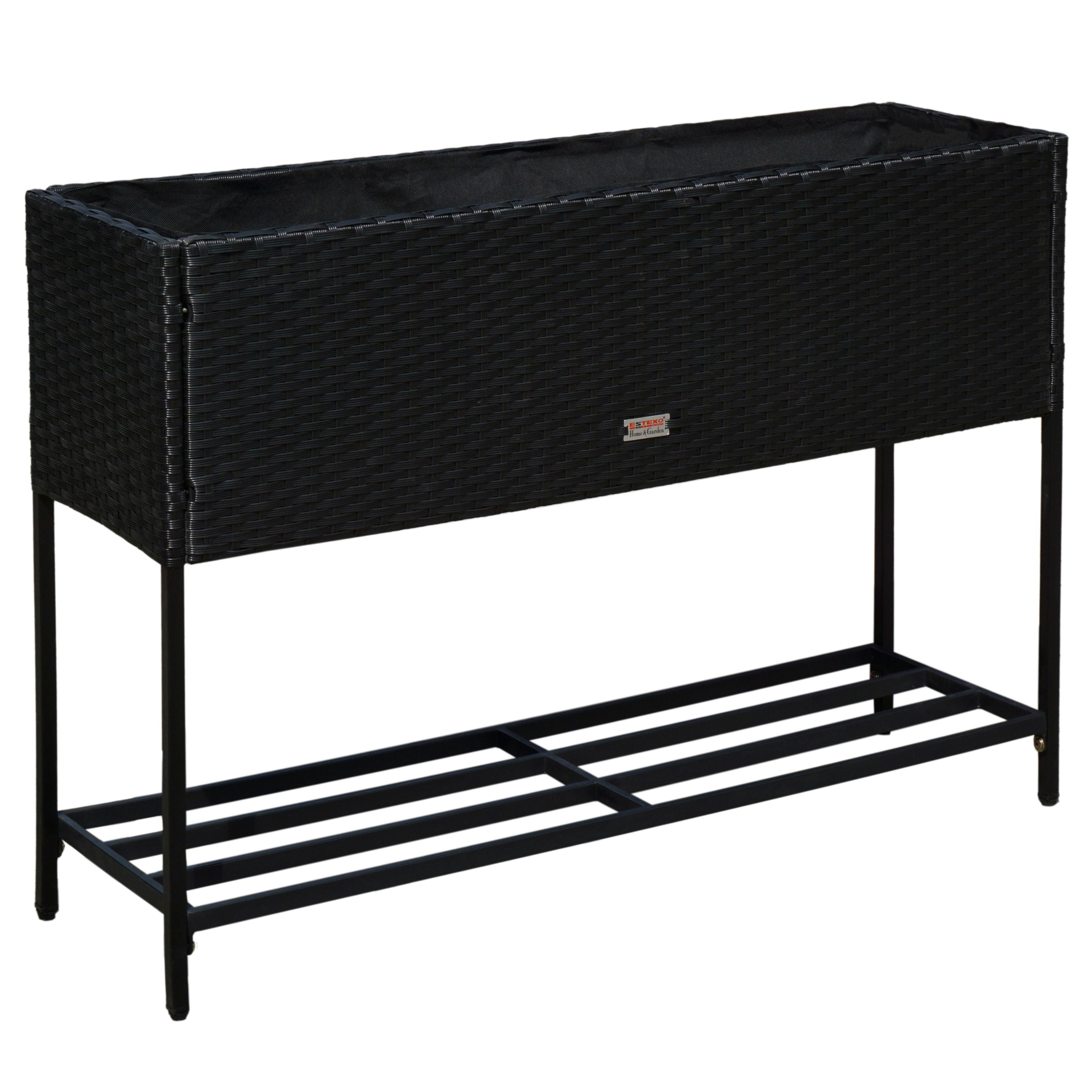 ESTEXO Hochbeet Polyrattan Blumenbeet 100x30x70 cm Kräuterbeet Gemüsebeet Schwarz
