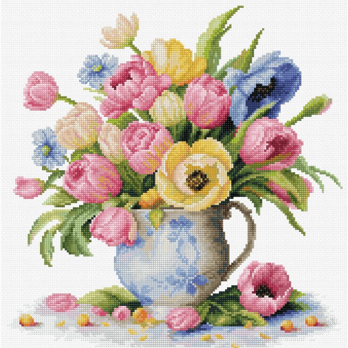 Luca-S Kreativset Luca-S Kreuzstich Stickpackung "Tulpenstrauß", Zählmuster, 26x26,5c..., (embroidery kit by Marussia)