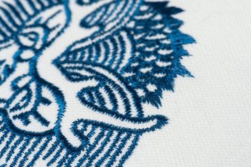 BARBARA Home Collection Dekokissen Dragon 01 blau-weiß, Kissenhülle ohne Füllung aus besticktem Leinwandgewebe, 50x50 cm