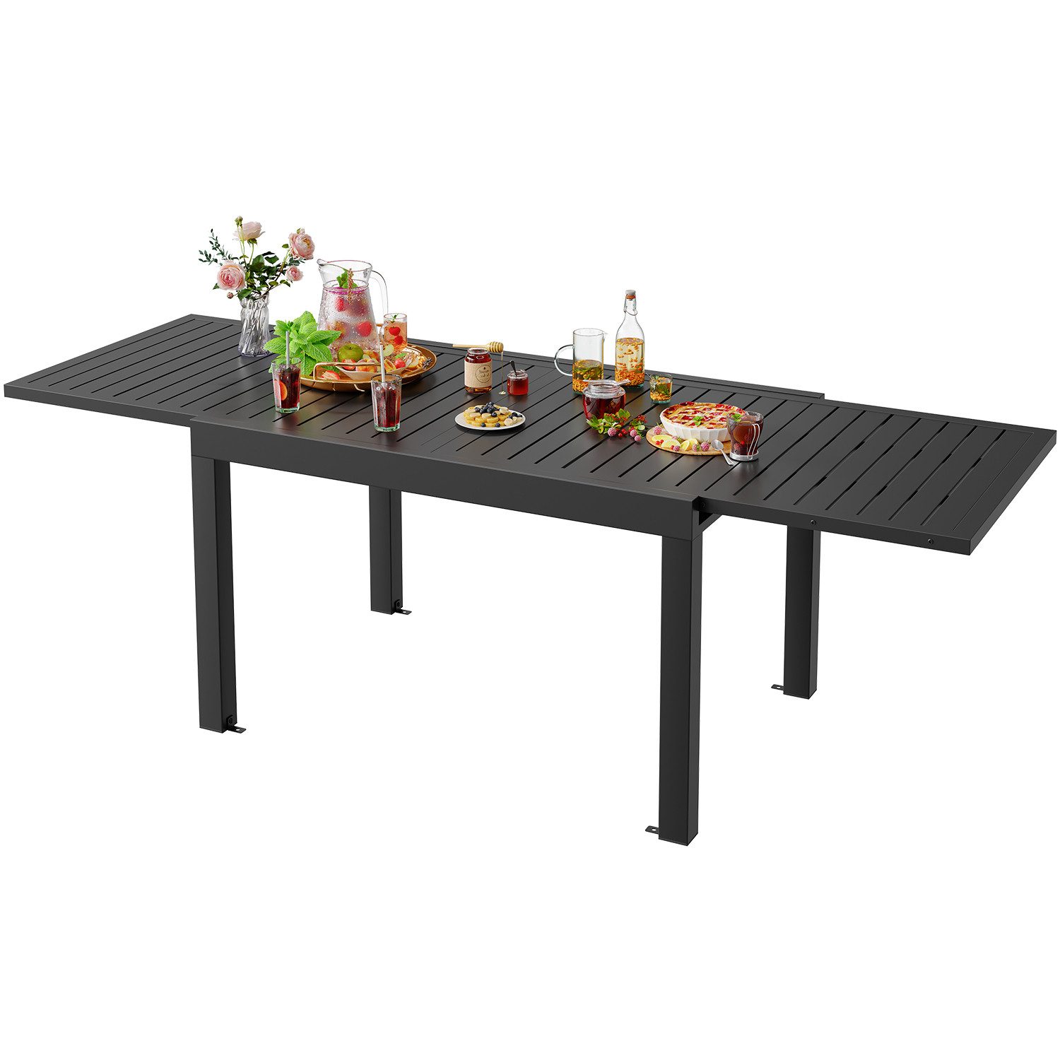 HOMALL Gartentisch Gartenanbautisch 80/160 cm,ausziehbarer Aluminiumtisch günstig online kaufen