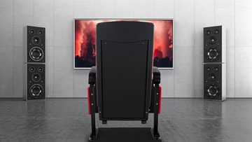 Stagecaptain TV-Sessel CS-600 Movieking Kinosessel (2x Armlehne mit Getränkehalter), Relaxsessel, klappbarer Sitz, Bodenplatte