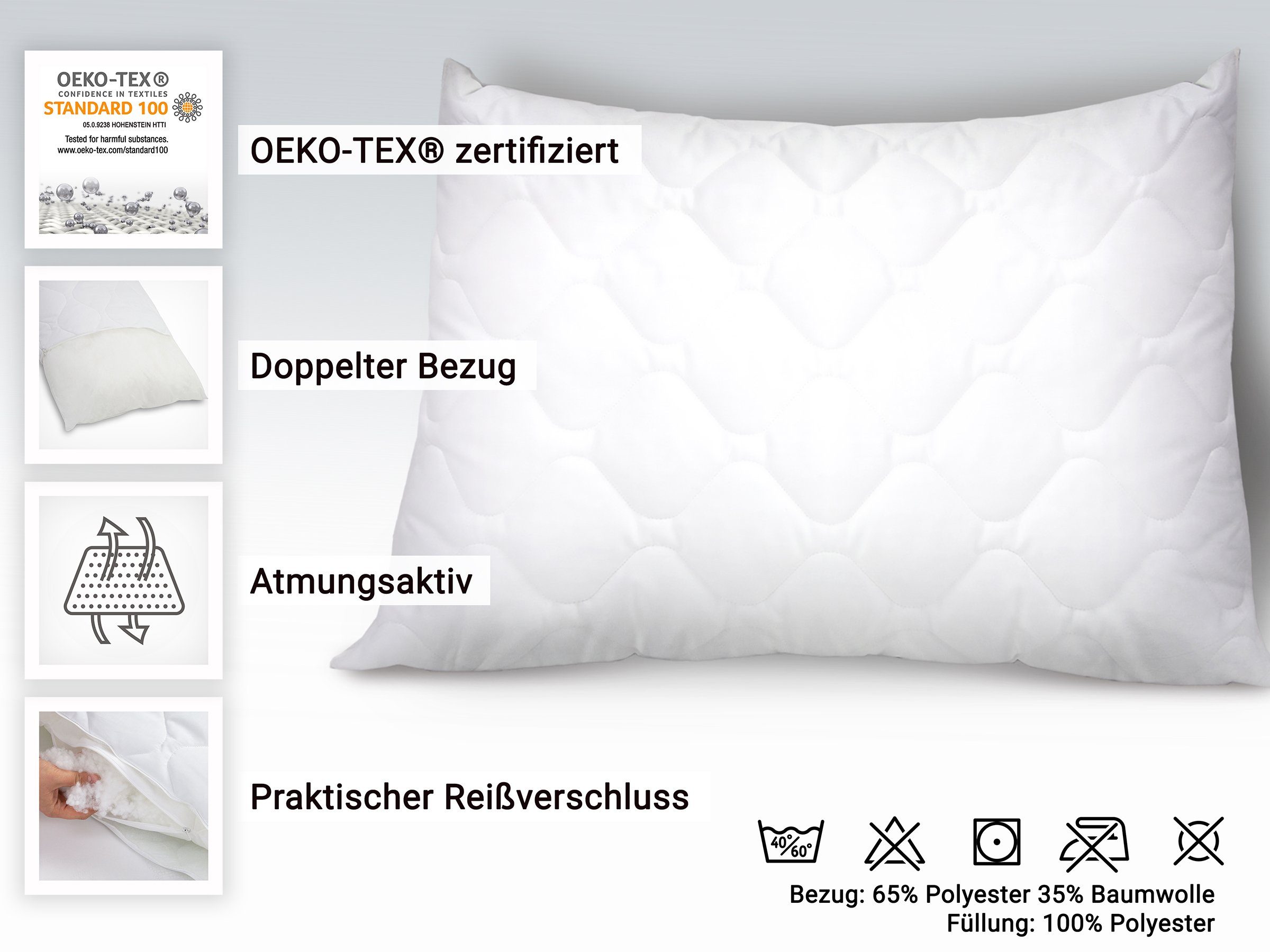 ZOLLNER Kopfkissen, Füllung: 100% Hochbauschpolyester, Bezug: günstig online kaufen