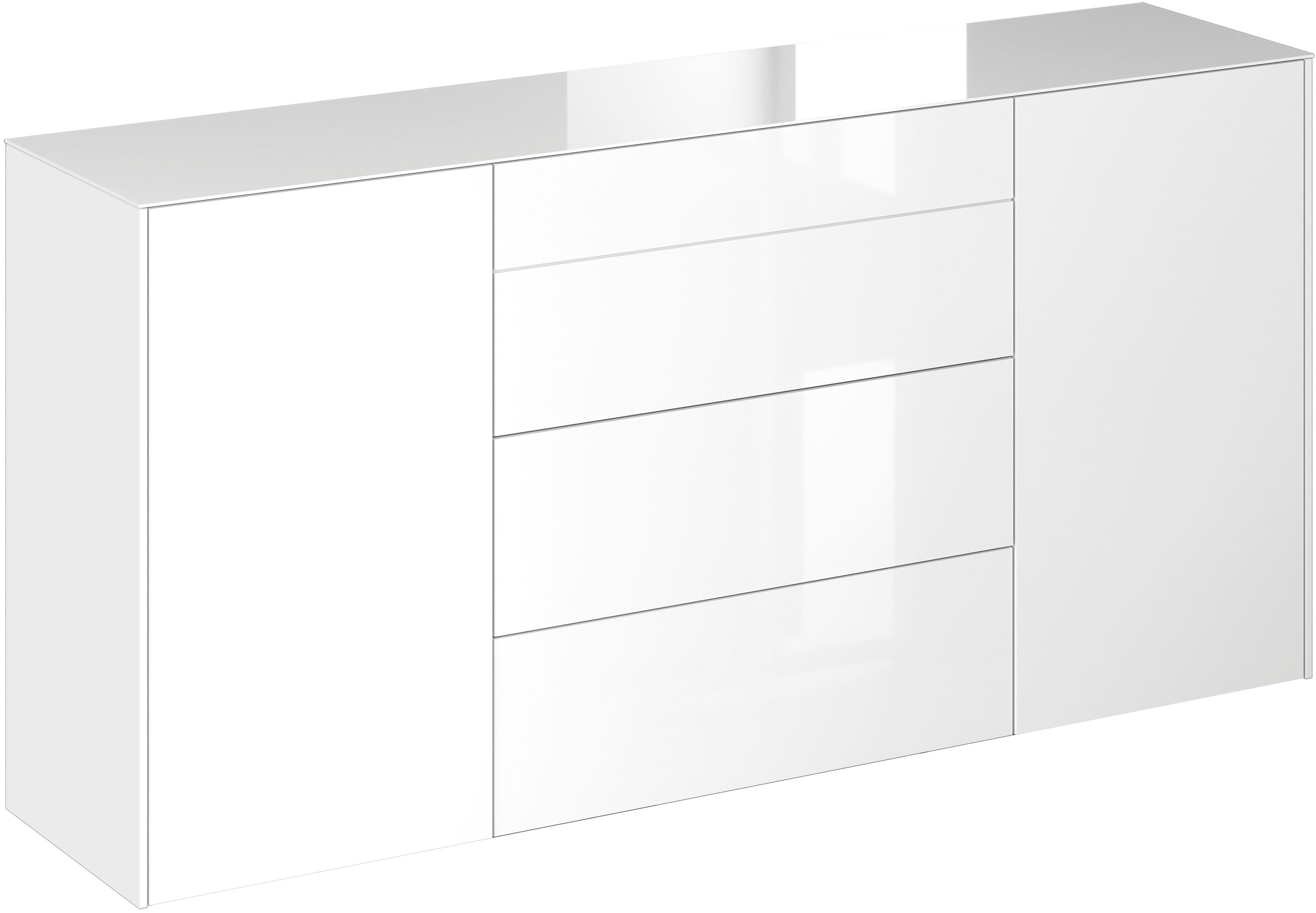 Mäusbacher Kommode, Kommode BHT 179/89/42 cm, Push to open, Front+Oberplatte=Glas