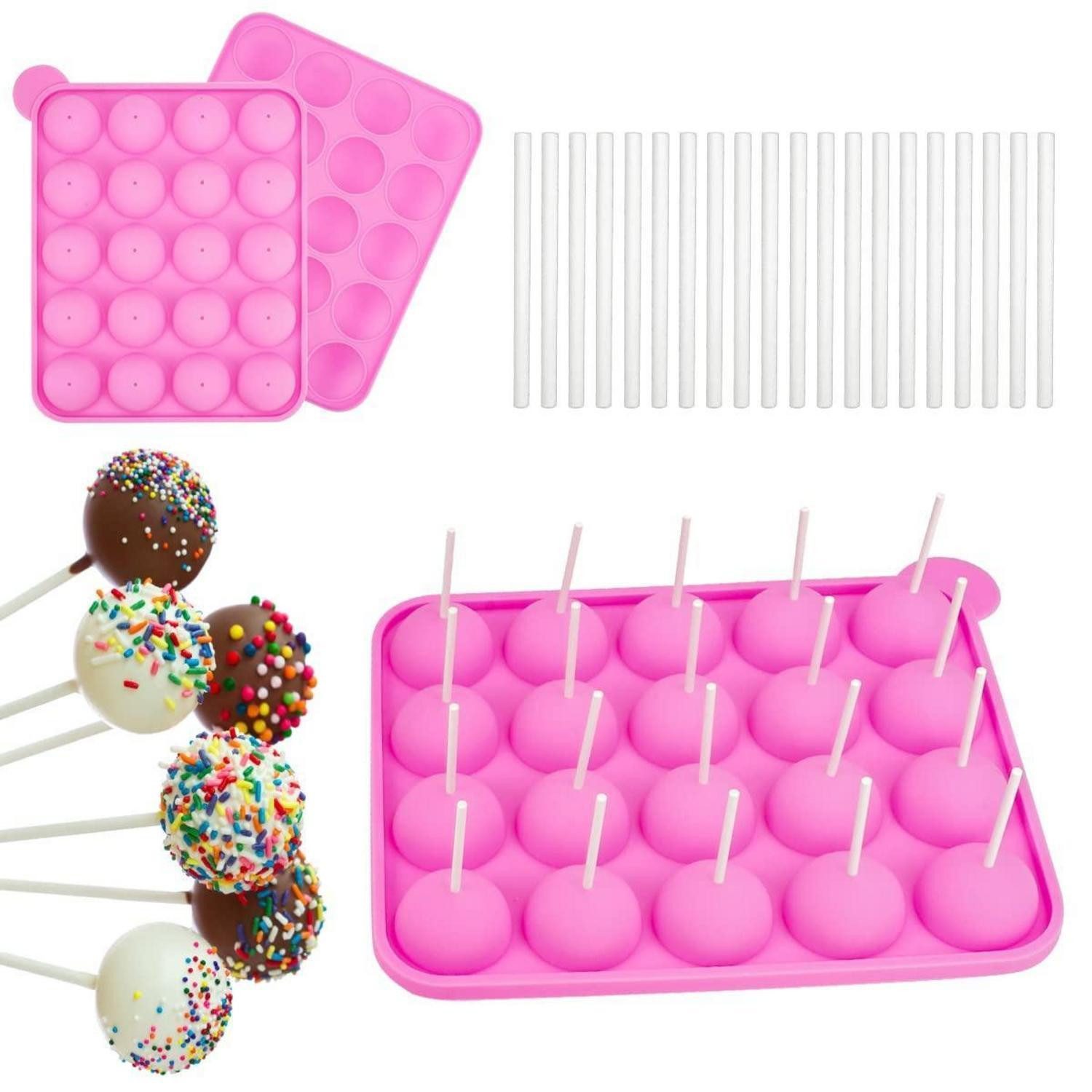 LuxusKollektion Cake-Pop-Form Cake Pop Form Silikon 20er Rosa, (1-tlg)