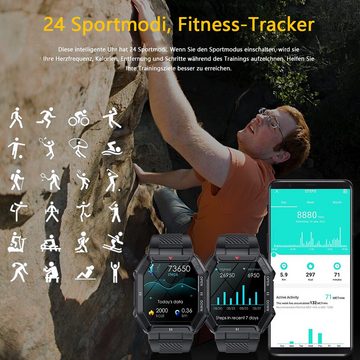 GelldG Smartwatch, 1,85" Smartwatch mit Telefonfunktion, Fitness Tracker Smartwatch