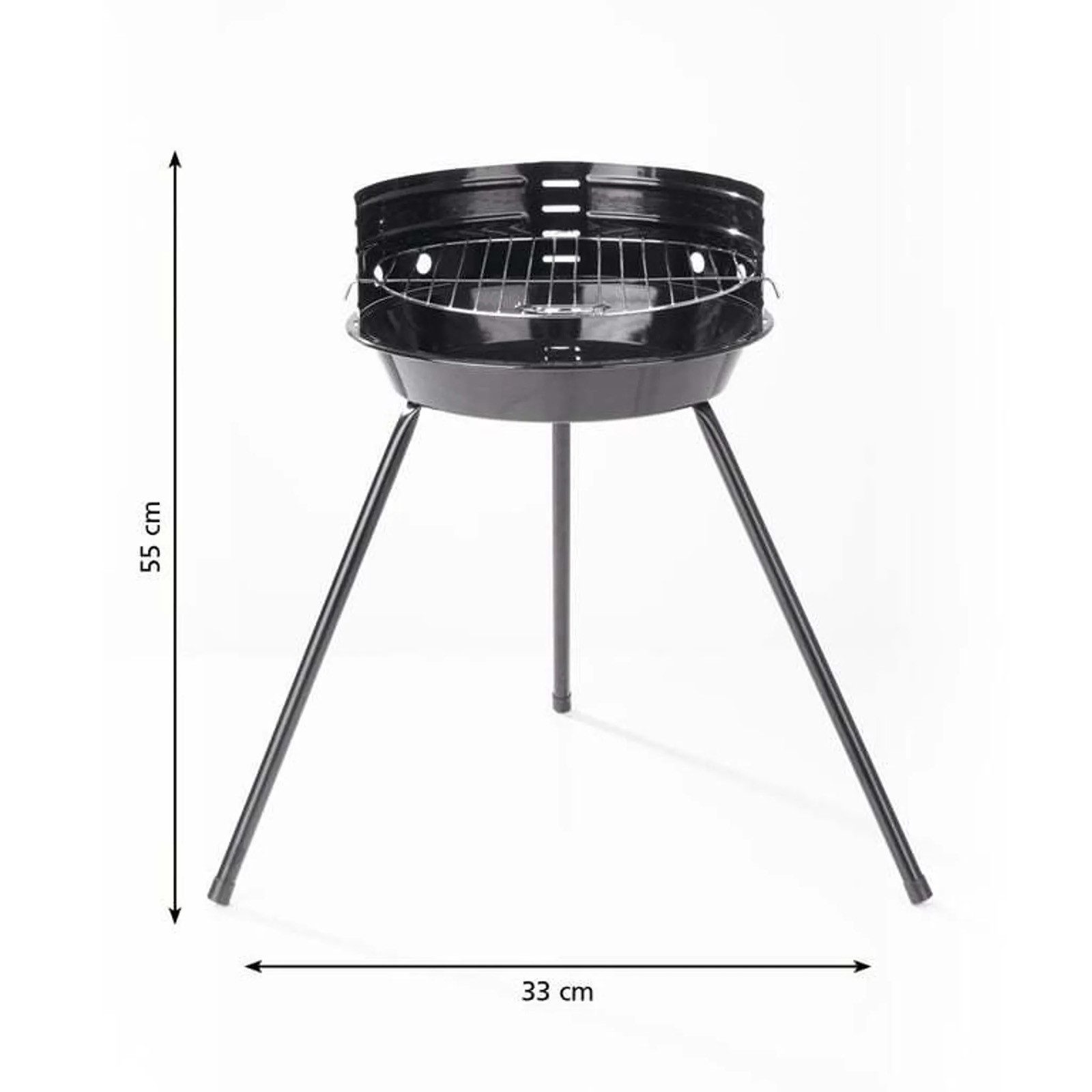 LANDMANN Holzkohlegrill Mobiler Holzkohle Rundgrill BBQ Grill, Ø 30 cm mit Windschutz Ideal für 2 bis 3 Personen