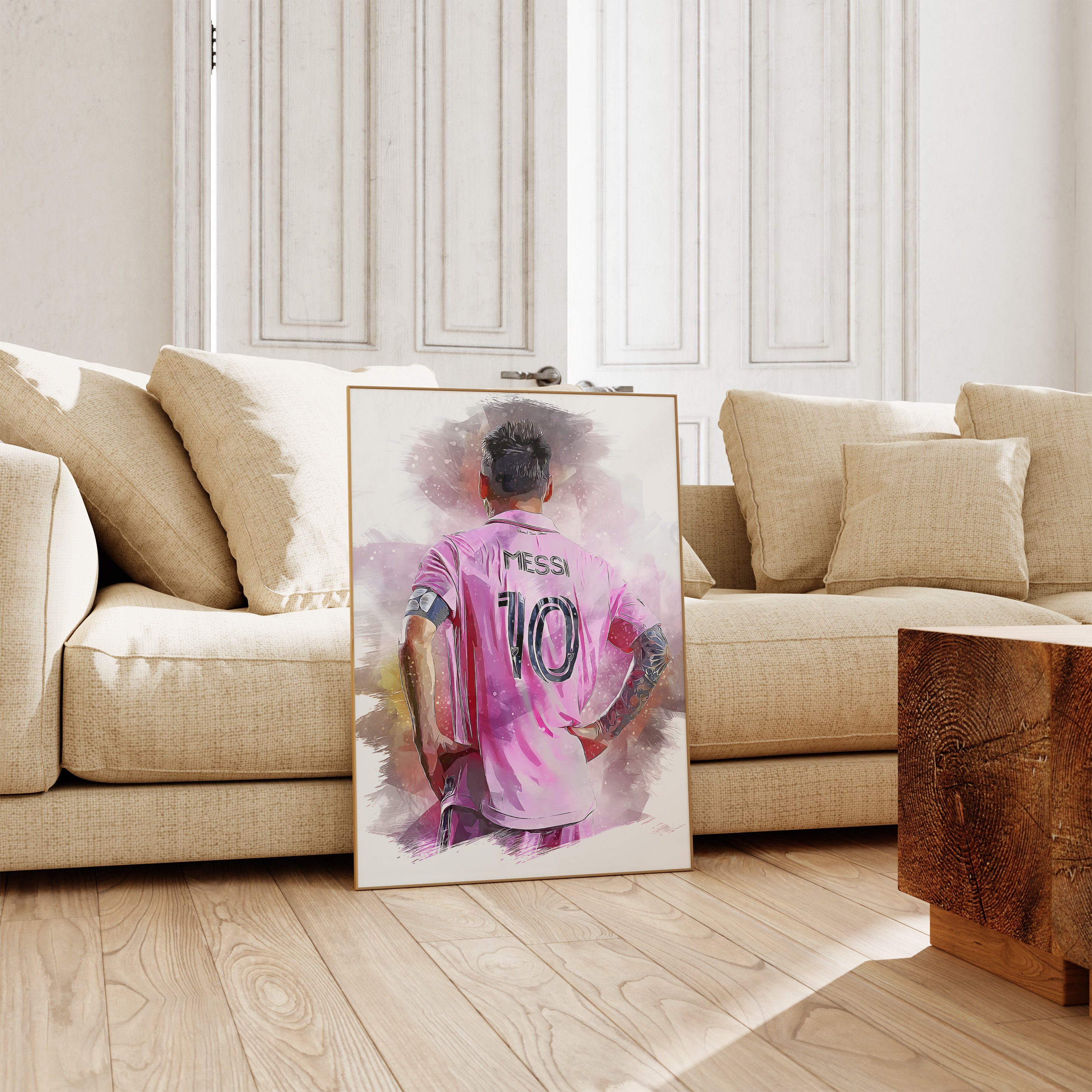 JUSTGOODMOOD Poster ® Lionel Messi · ohne Fußball 10 Rahmen Poster Miami · Inter