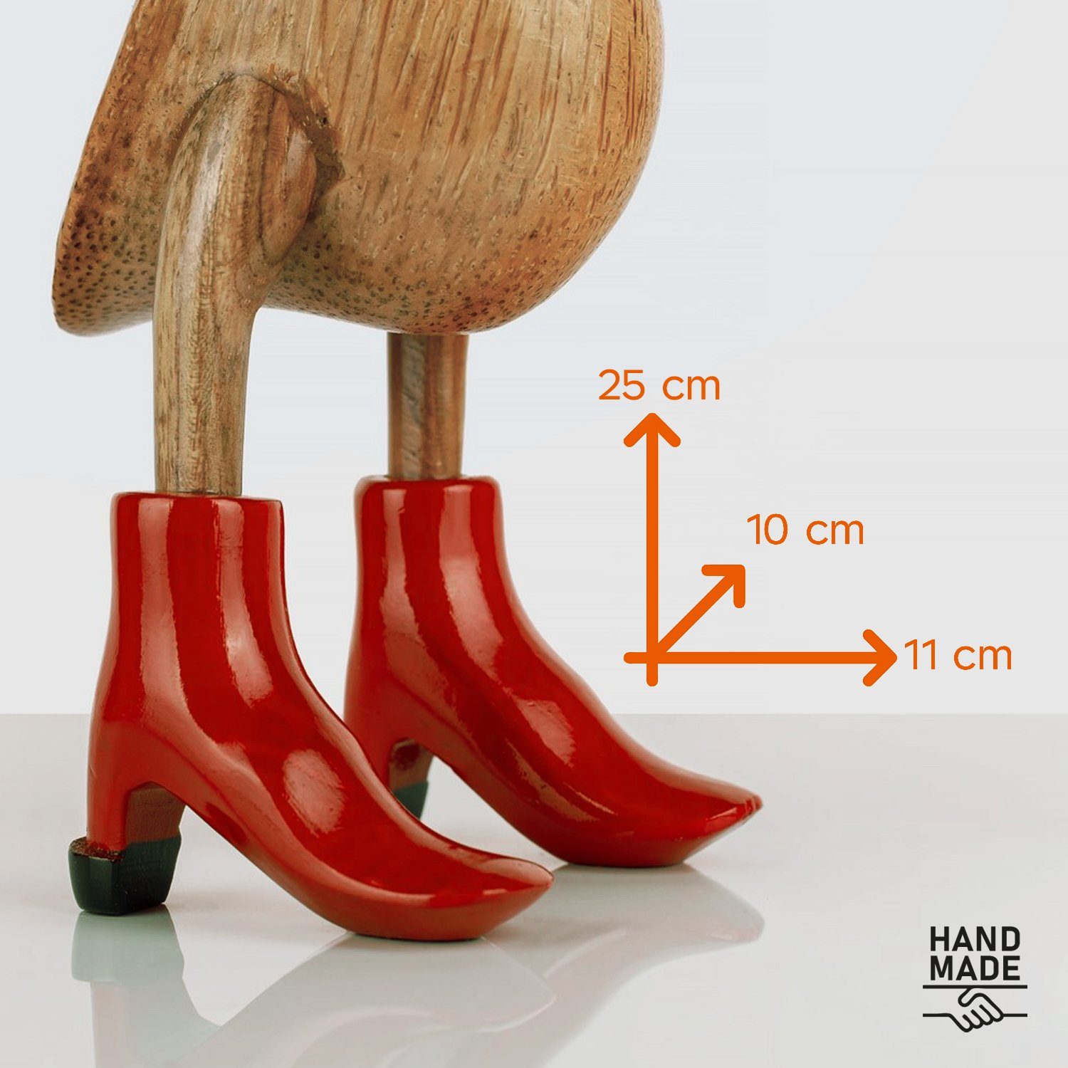 Rot Handgefertigte Absatz" mit Deko-Figur aus Dekofigur DomDeco Holz "Ente