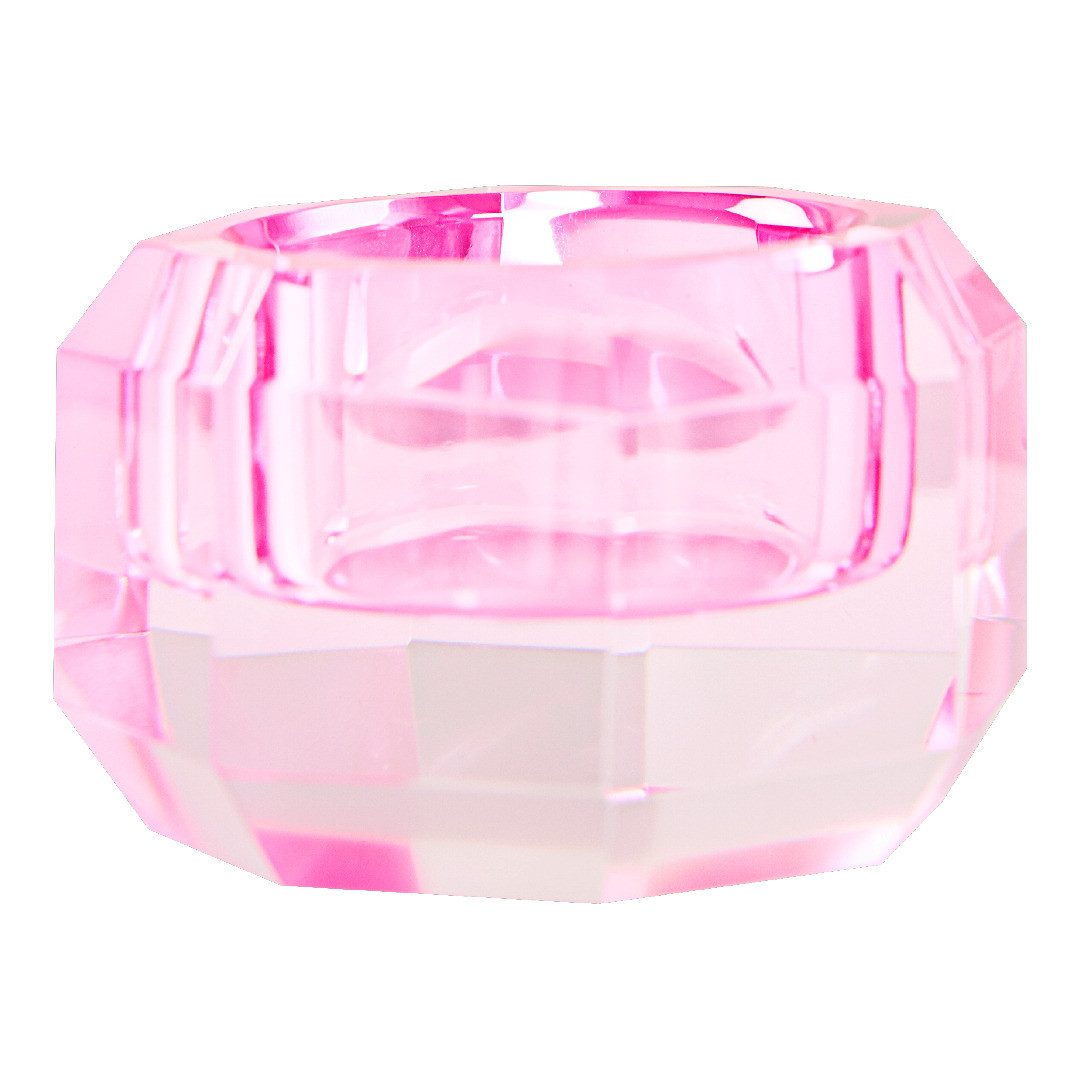 EJA International Kerzenhalter Kristall - Pink (1 St), 4 x 6 x 6 cm