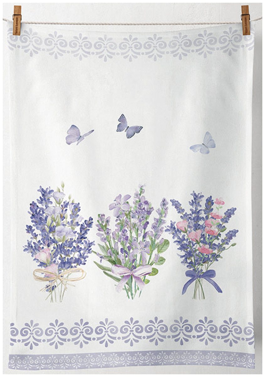 Ambiente® Geschirrtuch Lovely lavender, (2-tlg., 2-teilig), Полотенца для посуды ca.50x70cm Baumwolle