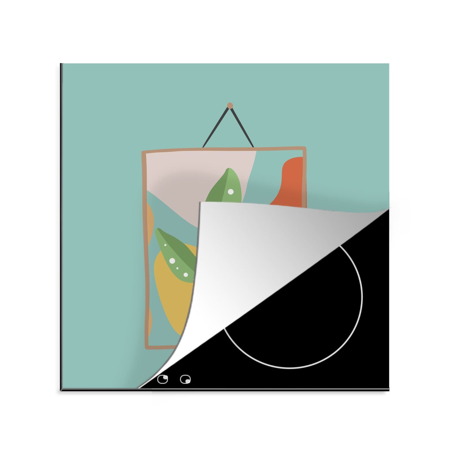 Rahmen Farben, Arbeitsplatte küche Ceranfeldabdeckung, Vinyl, (1 - 78x78 MuchoWow cm, für Herdblende-/Abdeckplatte - Pflanze - tlg), Blätter