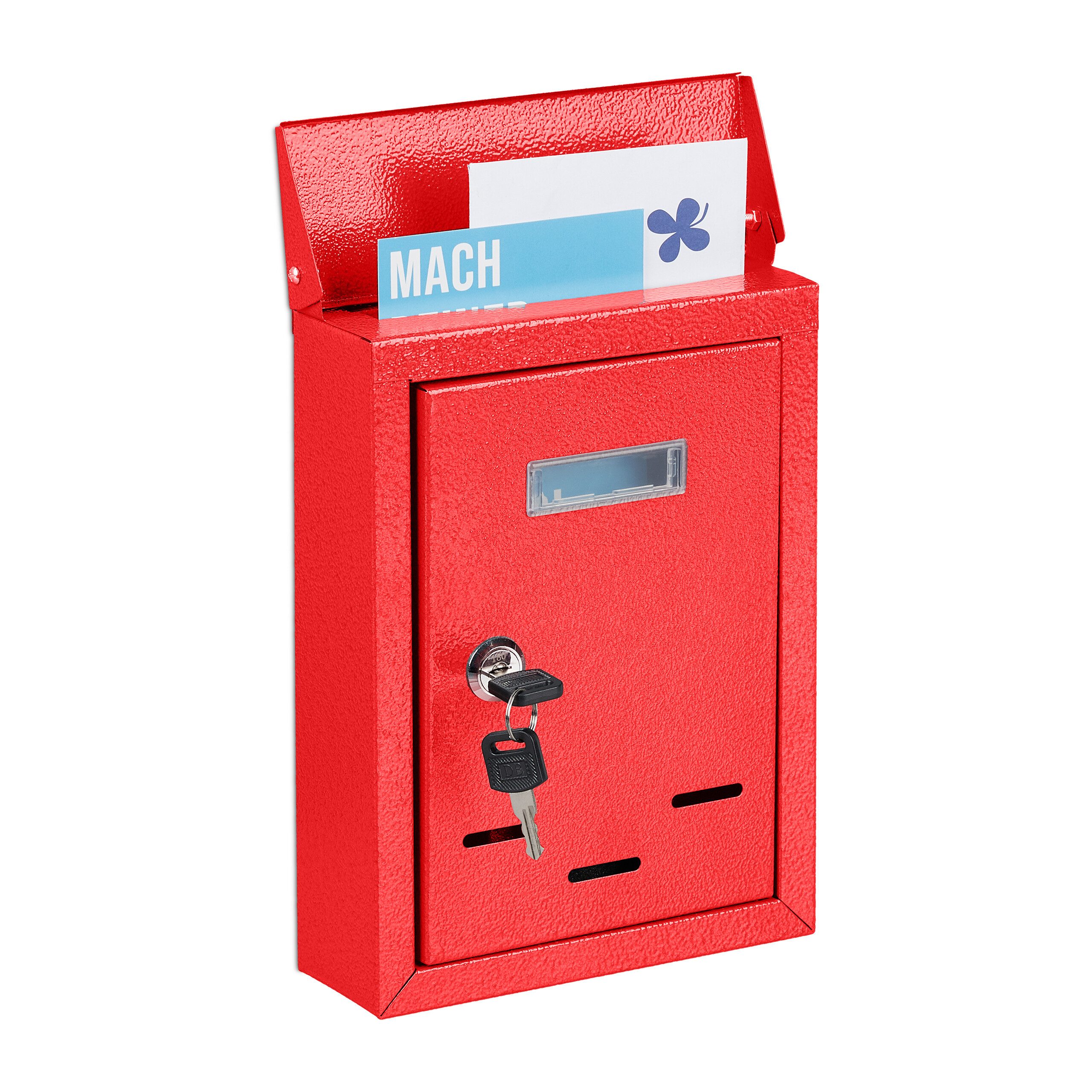 relaxdays Briefkasten mit Namensschild (1-St), Rot günstig online kaufen