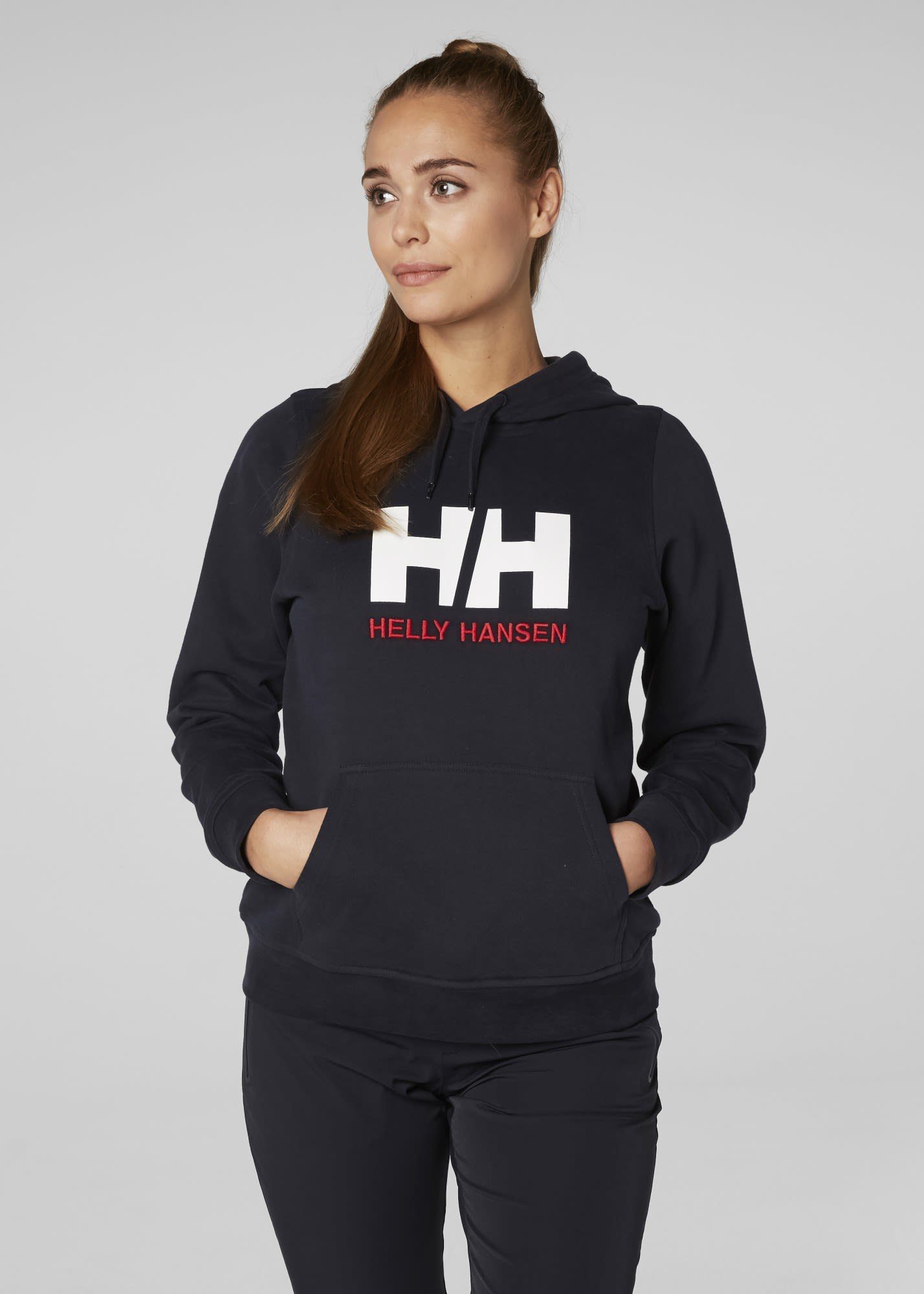 Helly Helly Hansen Navy Logo Hoodie W Longpullover Damen Hh Hansen