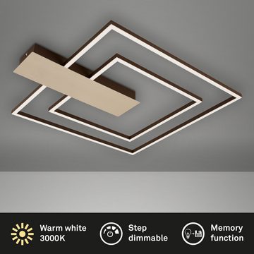 Briloner Leuchten LED Deckenleuchte 3545-017, 328,334,416, LED fest verbaut, Warmweiß, Deckenlampe dimmbar 25W 3000lm 3000K 57x48x4cm gold für Wohnzimmer