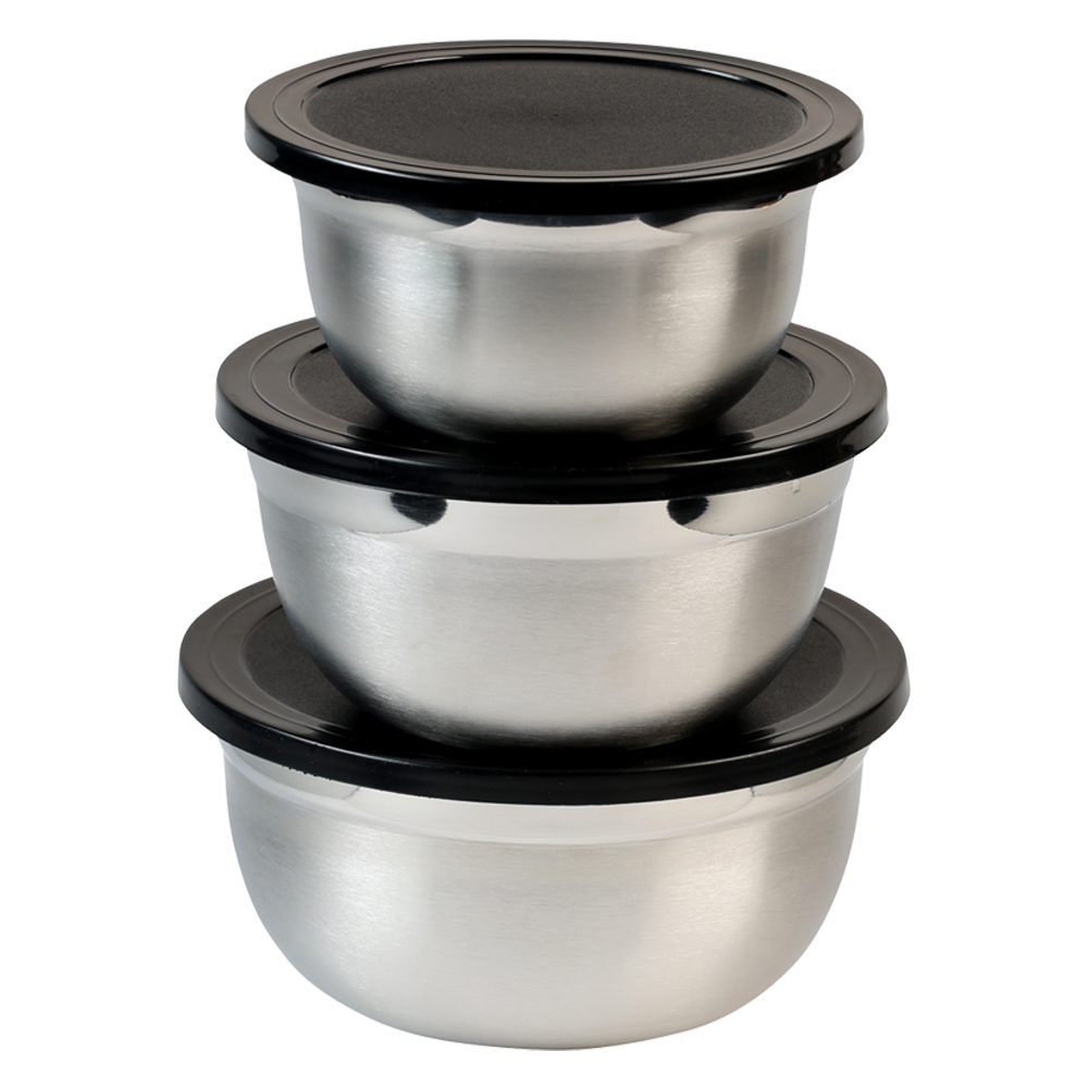 KESPER® Servierschüssel 3er Set, Rührschüssel, mit Deckel, Edelstahl, (Set, 3-tlg), mit Deckel