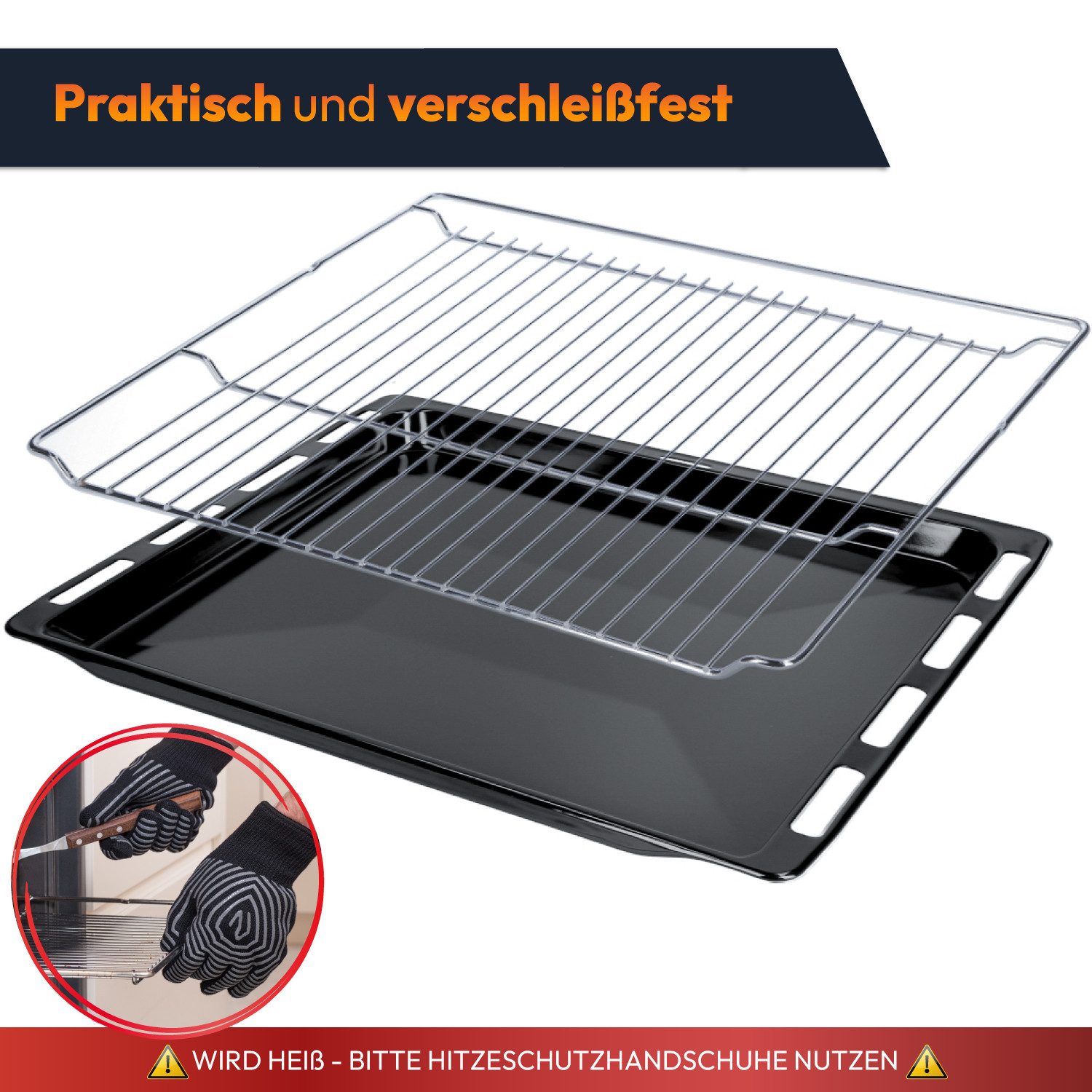 Kenekos Backblech Set mit Grillrost, Metall, (1-St), Backblech / Grillrost 465 x 375 mm