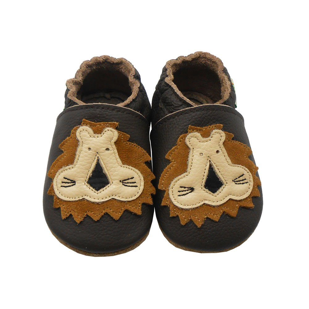 Sayoyo Weiche Leder Krabbelschuhe Hausschuhe Lederpuschen Löwe Lauflernschuh (100% Leder)