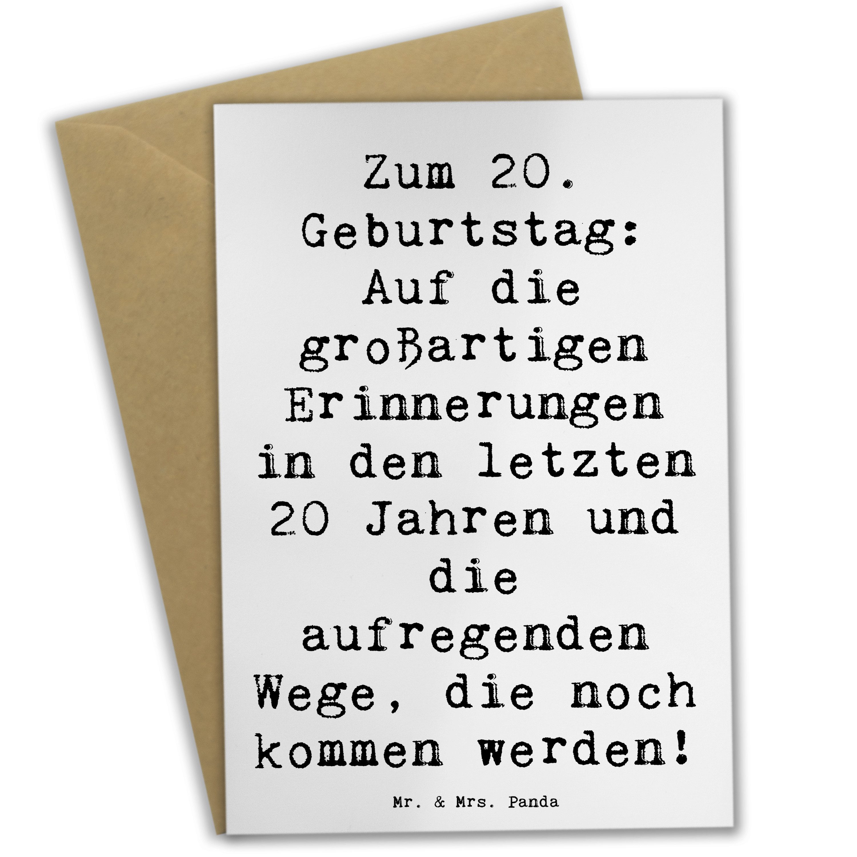 Grußkarte Spruch 20. Geburtstag - Weiß - Geschenk, herzliche Grüße, Alter, Alle