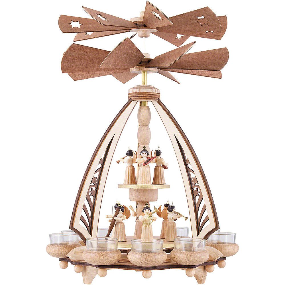 Kuhnert Weihnachtspyramide 2-stöckige Pyramide Engel mit zwei gegenläufigen Flügelrädern (43cm) v