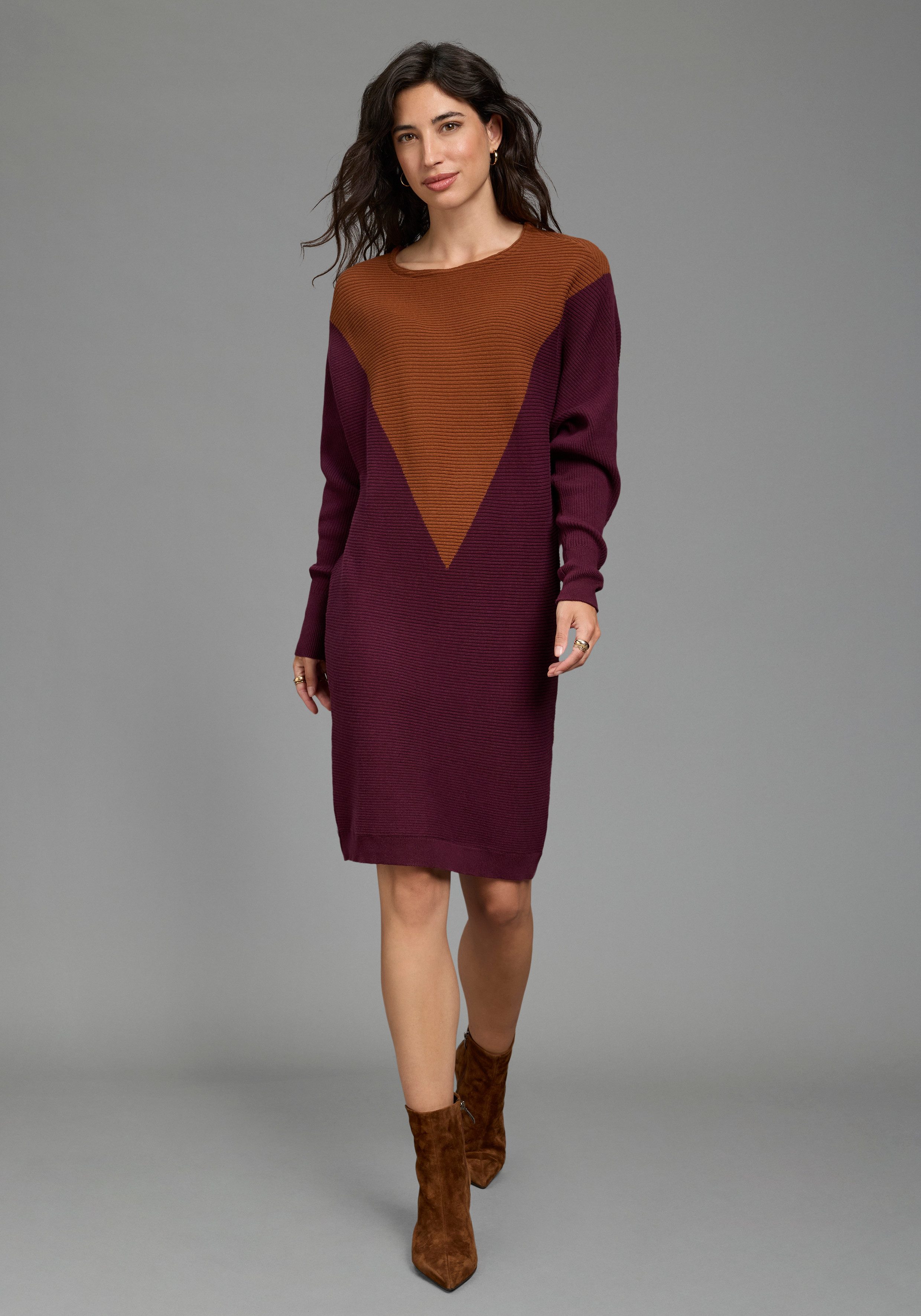 Laura Scott Strickkleid zweifarbig, aus weicher Baumwollmisch-Qualität