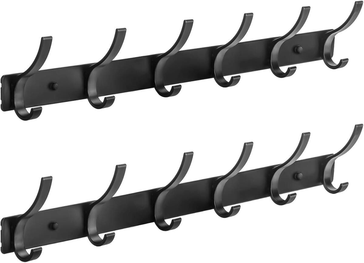 FELIXLEO Kleiderhaken Garderobenhaken Schwarz 12 Haken für Jacken Handtüche günstig online kaufen