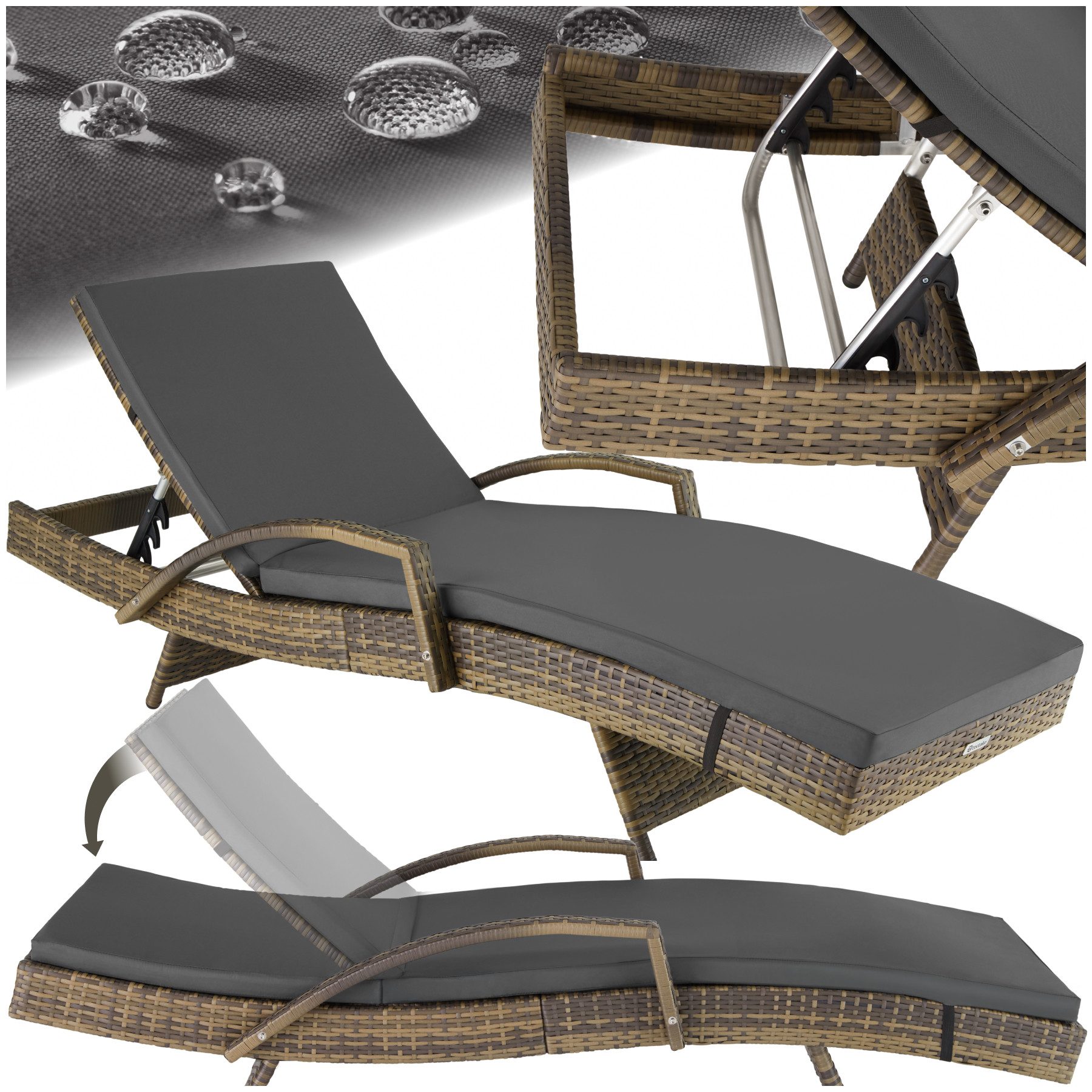 tectake Gartenliege Rattan Sonnenliege, 1 St., günstig online kaufen