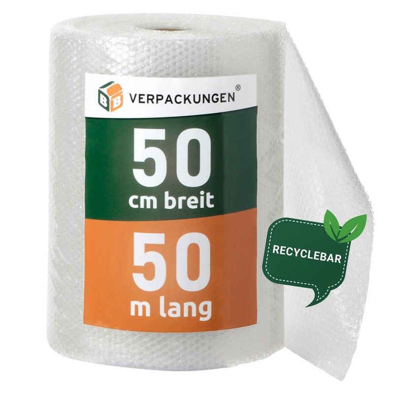 BB-Verpackungen Schutzfolie Luftpolsterfolie 25qm 2-lagig 60my, 0,5 m x 50 m, 1 Rolle