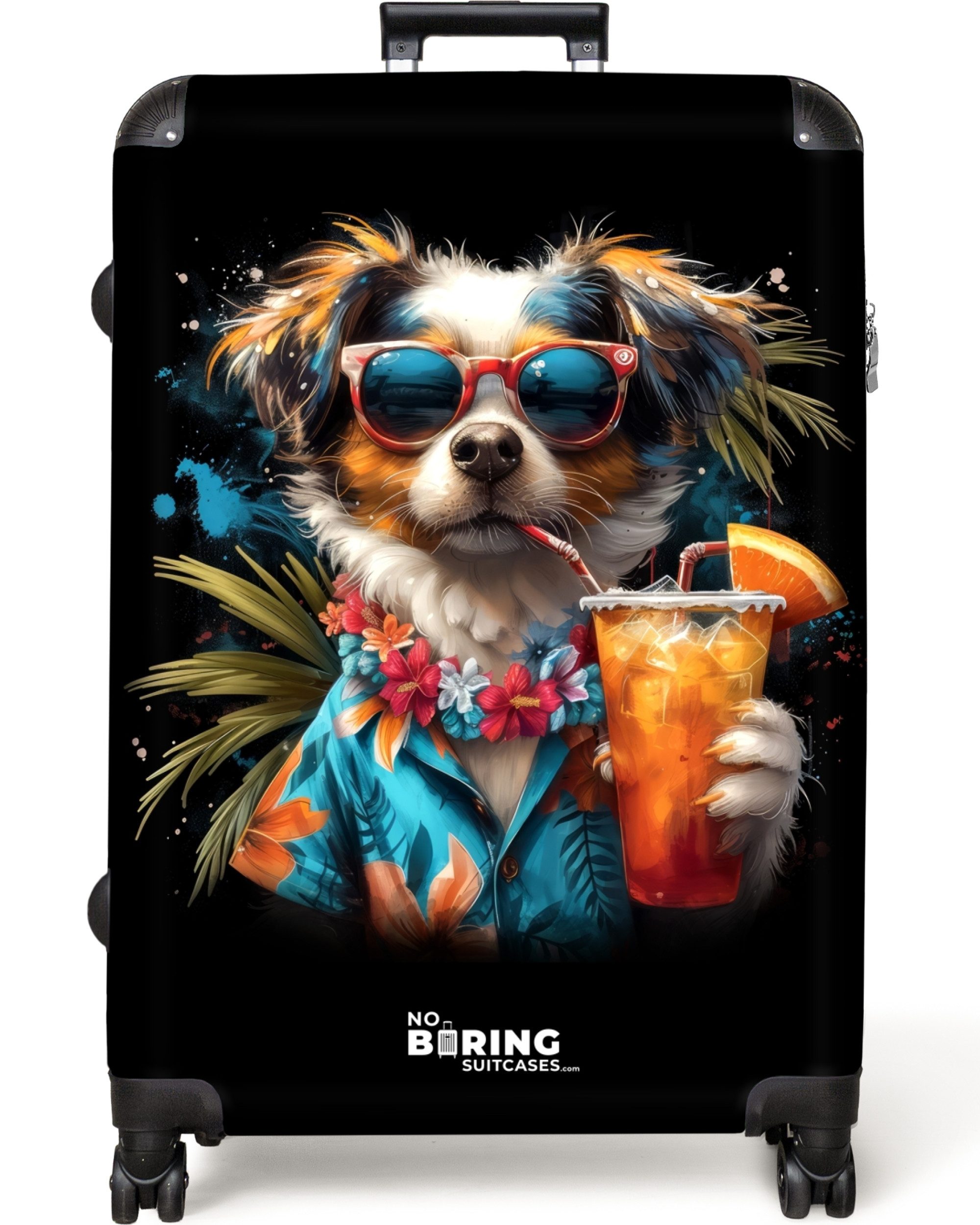 NoBoringSuitcases.com© Hartschalen-Trolley Hund in tropischen Sphären günstig online kaufen