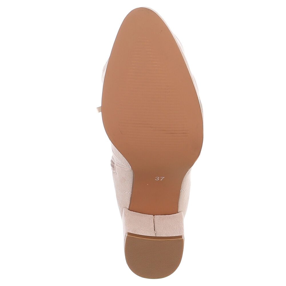 Ital-Design Damen Loafer mit Zierkette und Schlupfeinstieg Stiefel (92078750) Blockabsatz Stiefel in Beige