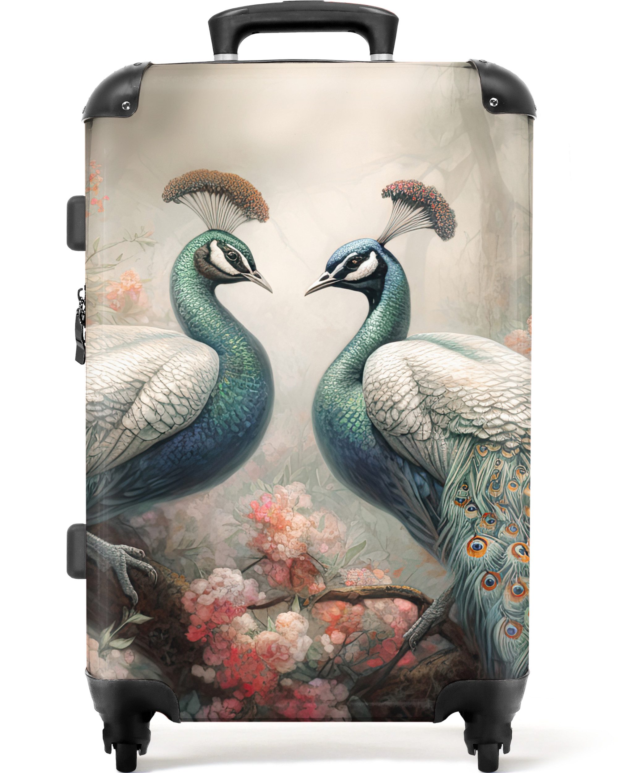 NoBoringSuitcases.com© Hartschalen-Trolley Pfaue - Pfauenfedern - günstig online kaufen