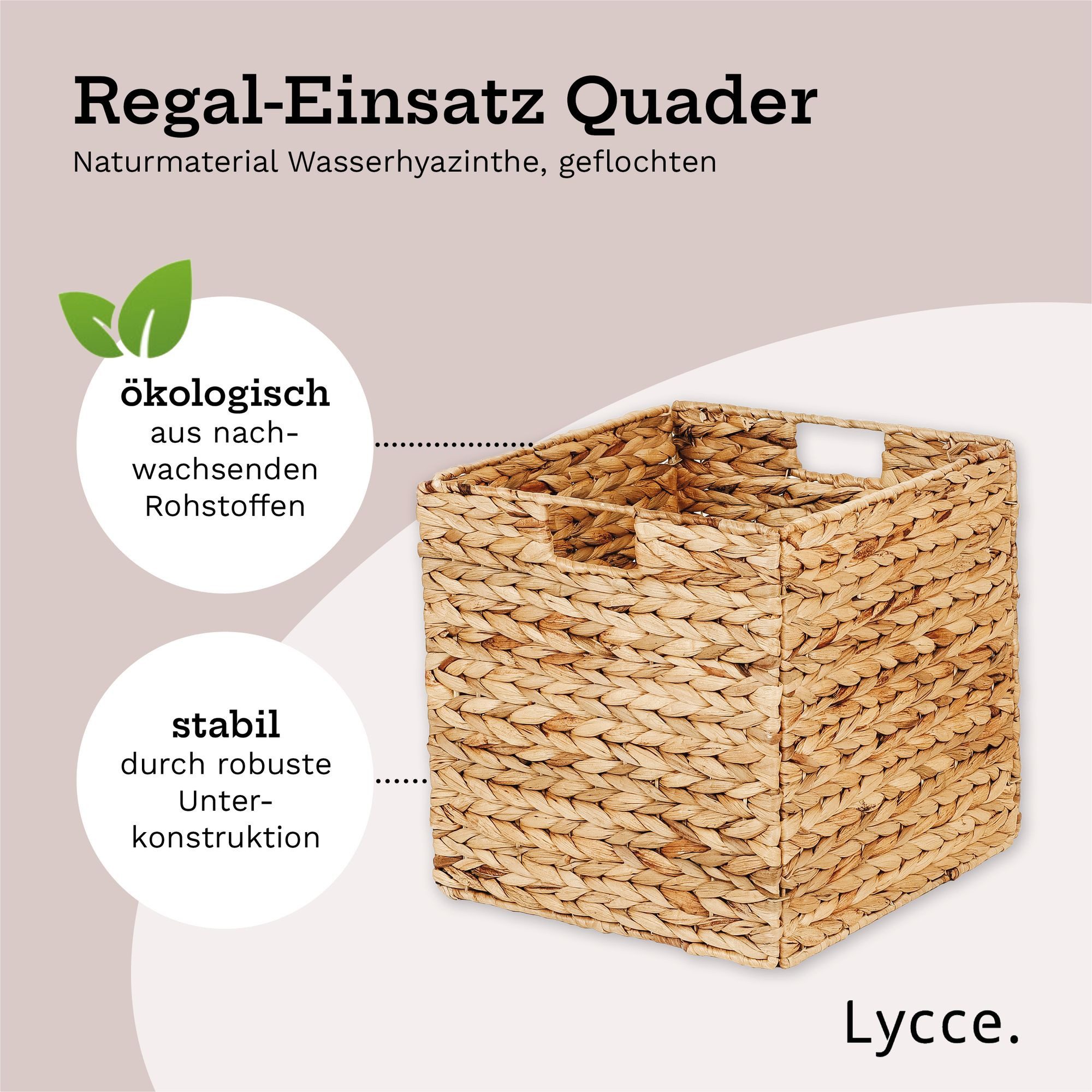 Lycce Regalkorb Kallax Einsatz Aufbewahrungskorb Quader Wasserhyazinthe natur 2er Set (2 St)