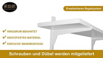 KDR Produktgestaltung Wandregal Küchenregal Bücherregal Regalsystem mit 2 höhenverstellbaren Böden, Weiß