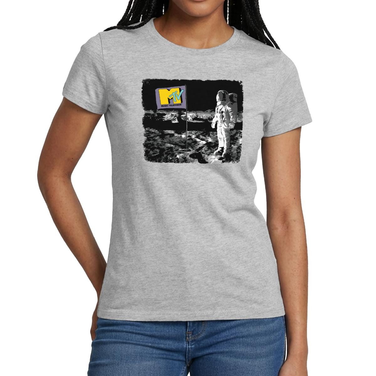 T-Shirt MTV Astronaut Auf Dem Mond Mit MTV-Flagge Frauen T-Shirt