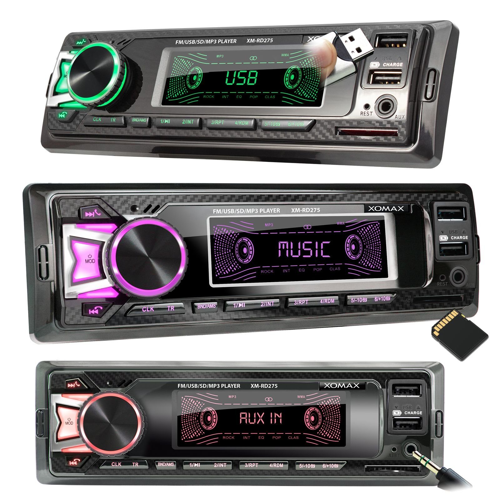 XOMAX XM-RD275 Autoradio mit DAB+ plus, Bluetooth, 2x USB, SD, Aux, 1 DIN  Autoradio