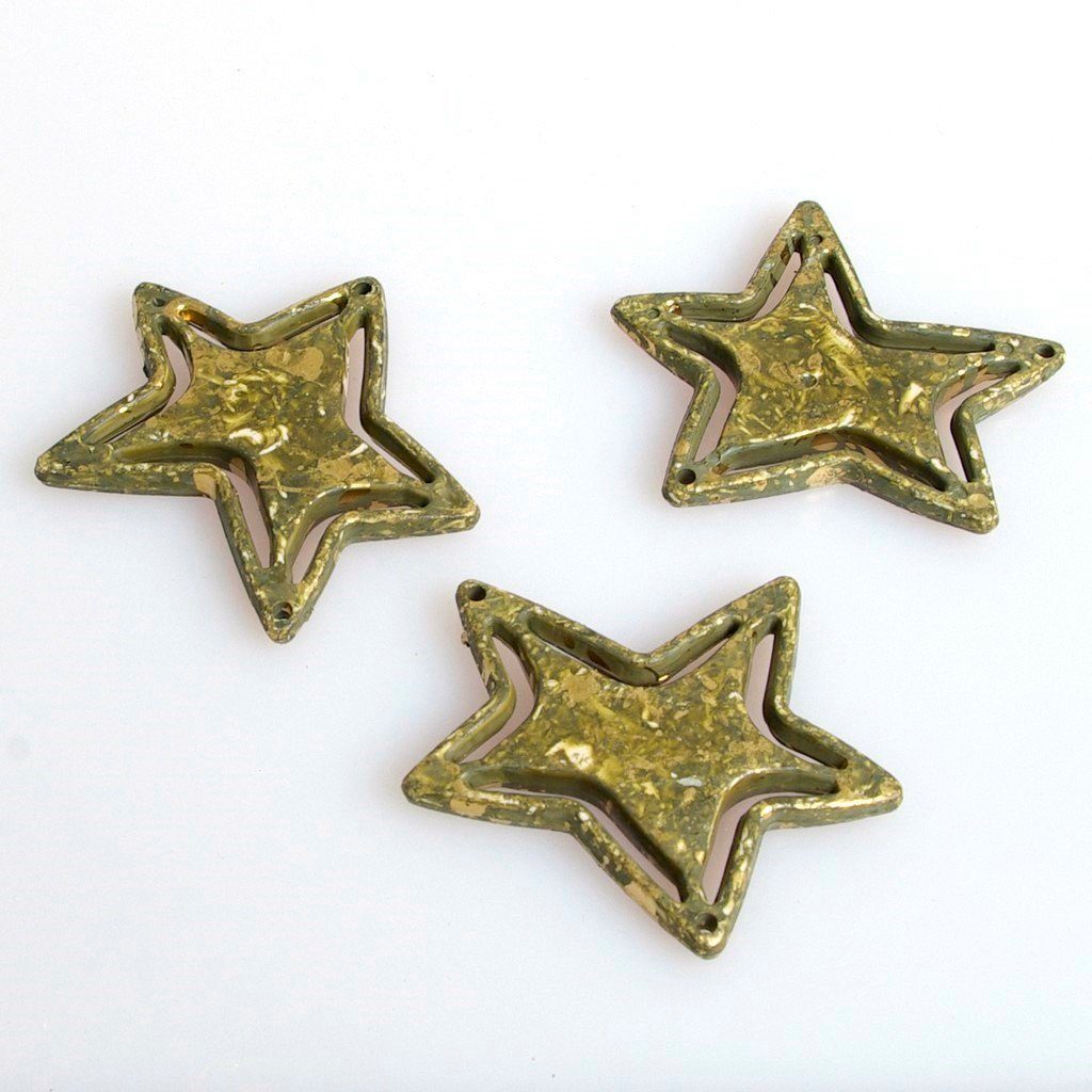 Deko AS Christbaumschmuck Sterne zum Hängen oder Streuen - moosgrün - 5 cm - 5 Stück - 98053 60, mit Goldgimmer