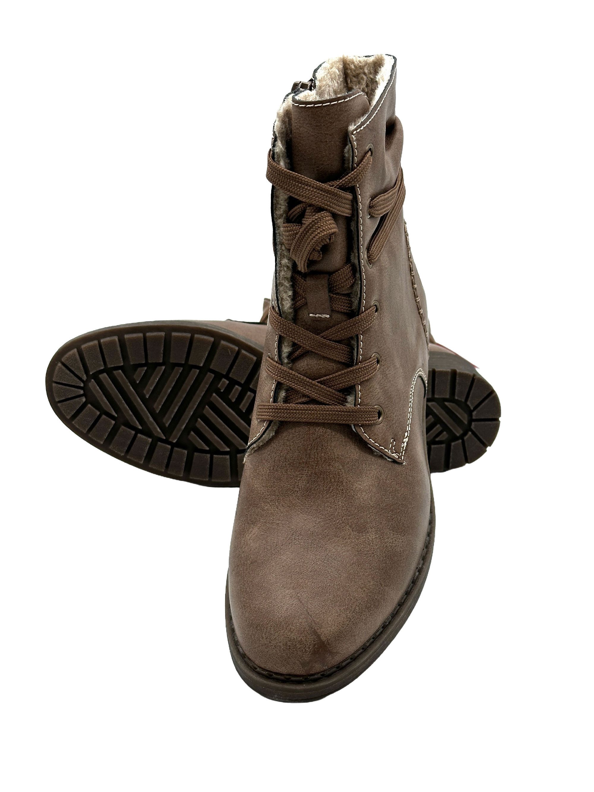 Nowaland Damen Winterstiefeletten mit Warmfutter Winterstiefelette Gefütterte Kunstleder-Stiefeletten mit seitlichem Reißverschluss