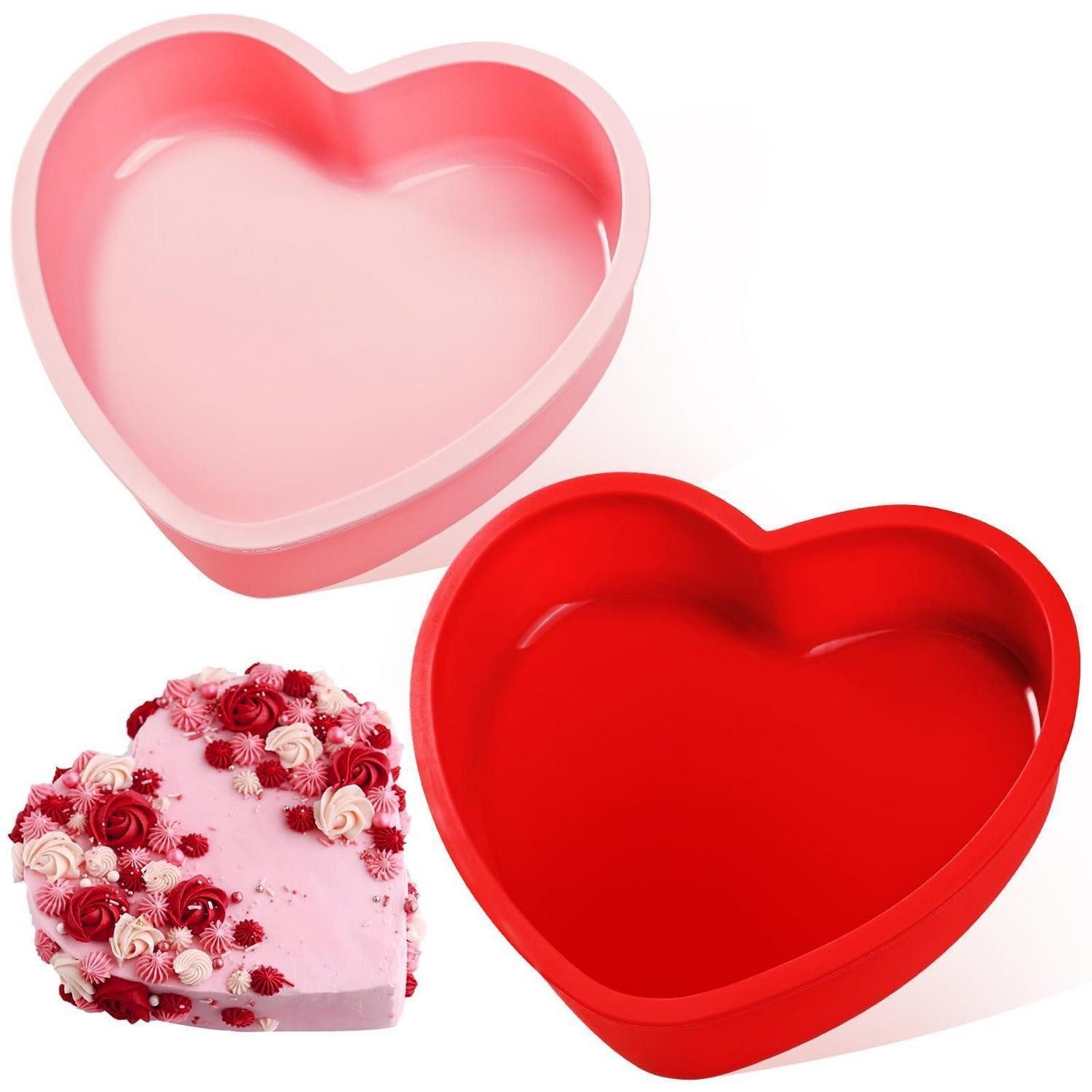LuxusKollektion Herzkuchenform Kuchenform Herz Silikon 2er Set 20cm