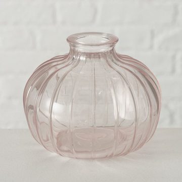 BOLTZE Tischvase Dekovase im 3er Set aus Glas 3 Formen Oval, Flasche und Rund - Rosa