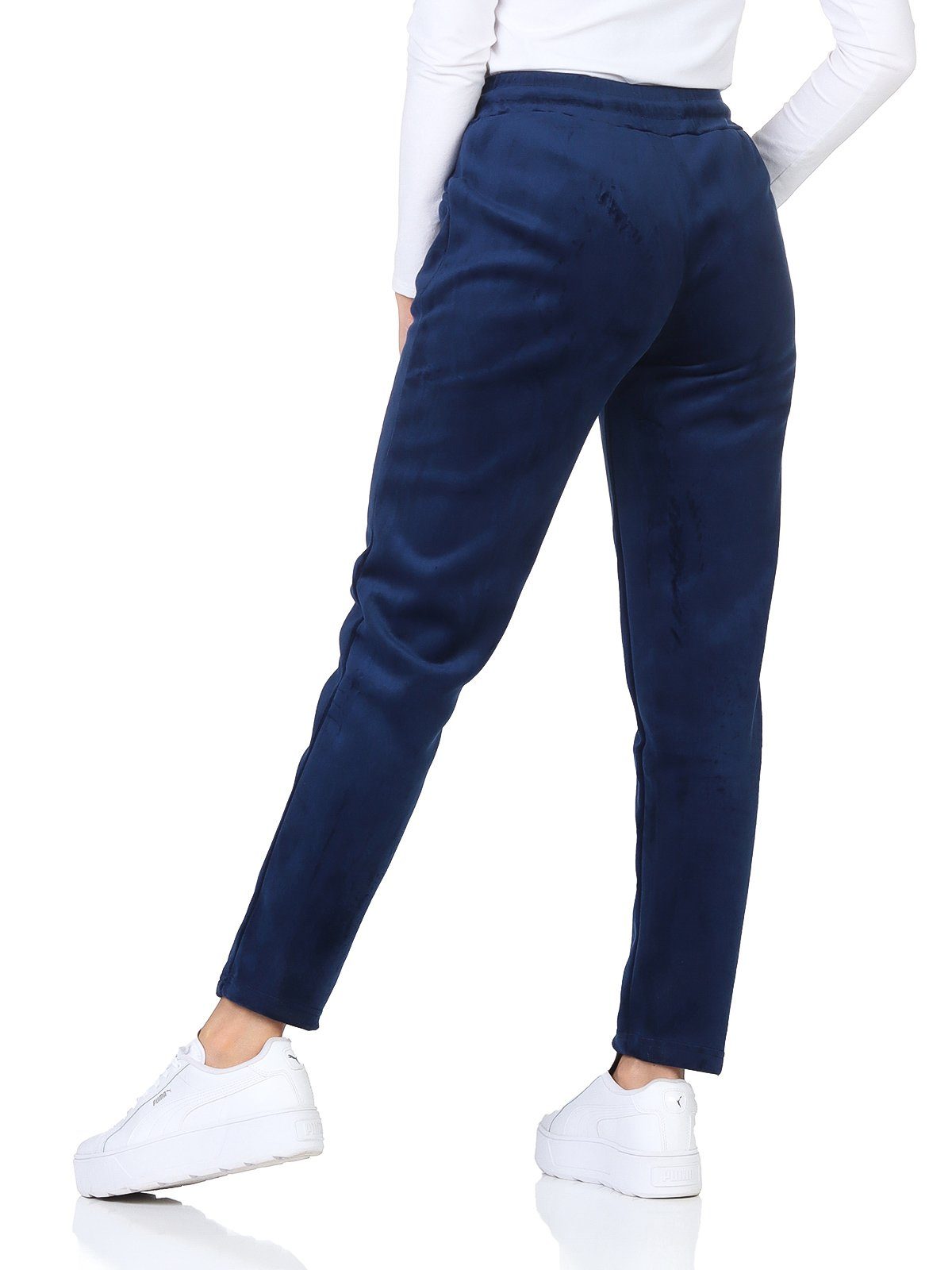 Thermohose breiter Unifarben, Damenmode Komfortbund Navy Aurela Elastisch, Gefüttert,