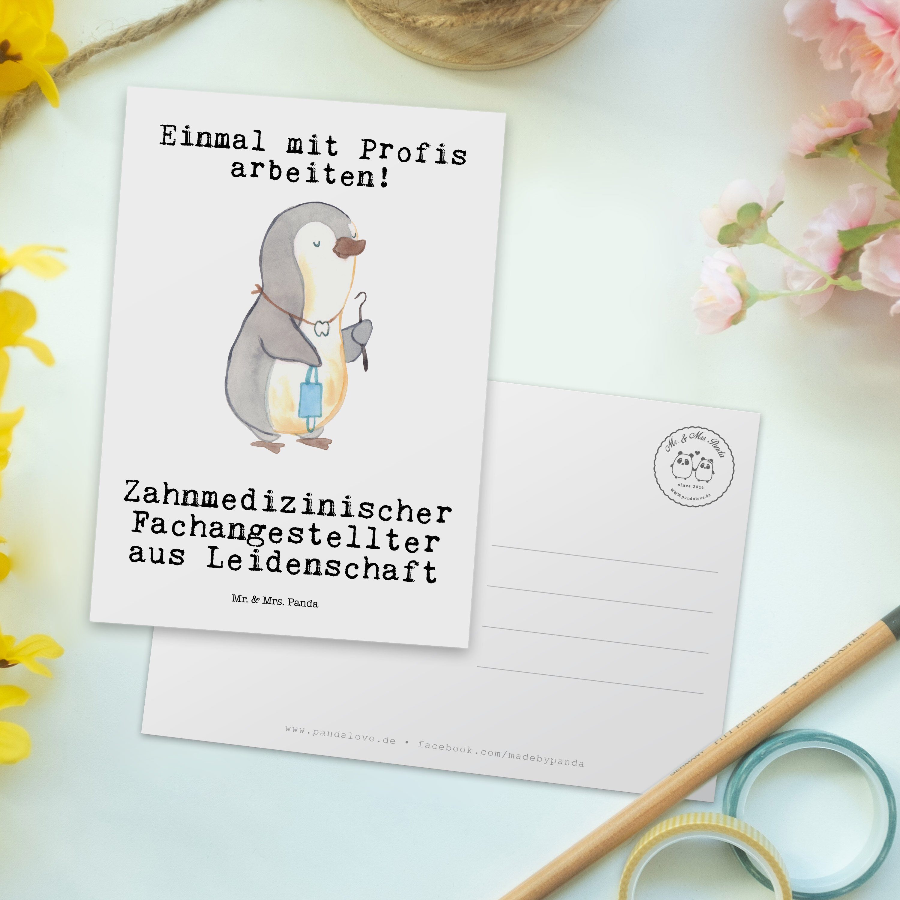 - Weiß Postkarte Fachangestellter Panda Zahnmedizinischer Leidenschaft Geschenk - & Mrs. Mr. aus