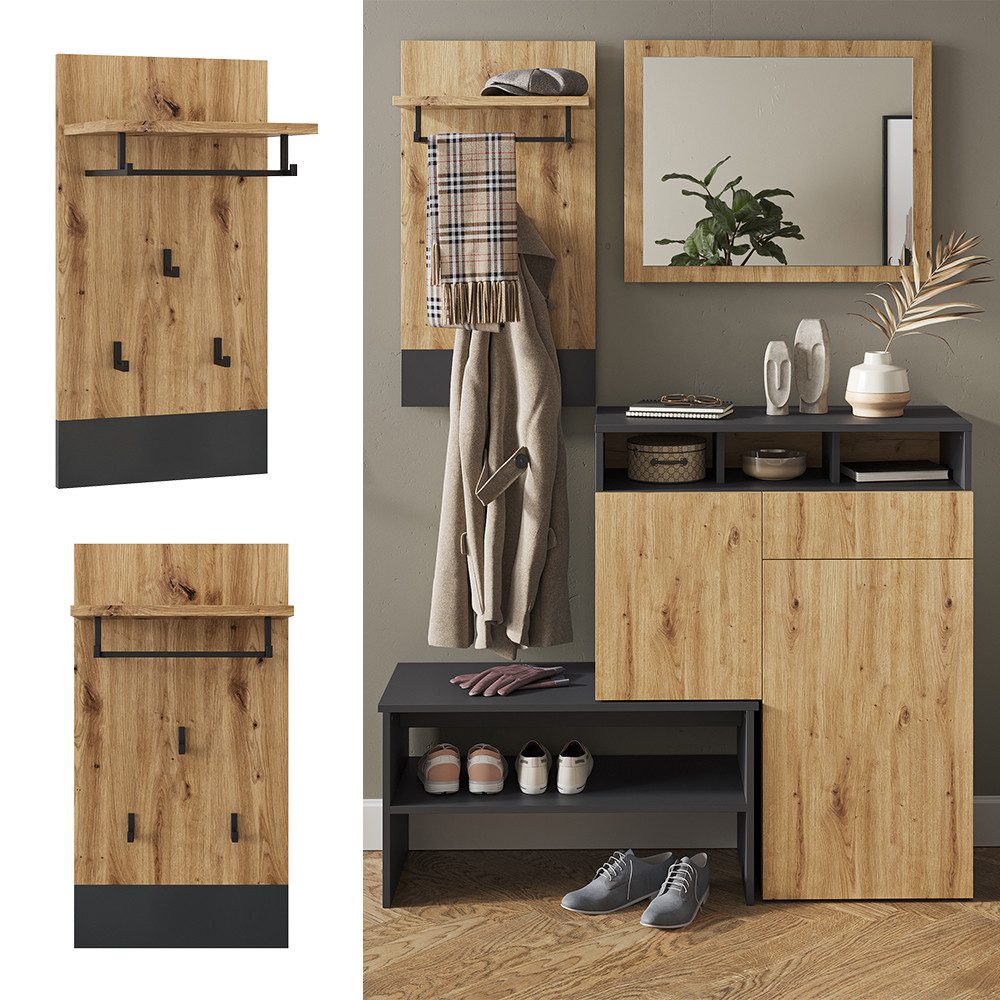 Vicco Garderobenschrank Selena, Anthrazit/Artisan-Eiche, 44 x 83 cm (Spar-S günstig online kaufen