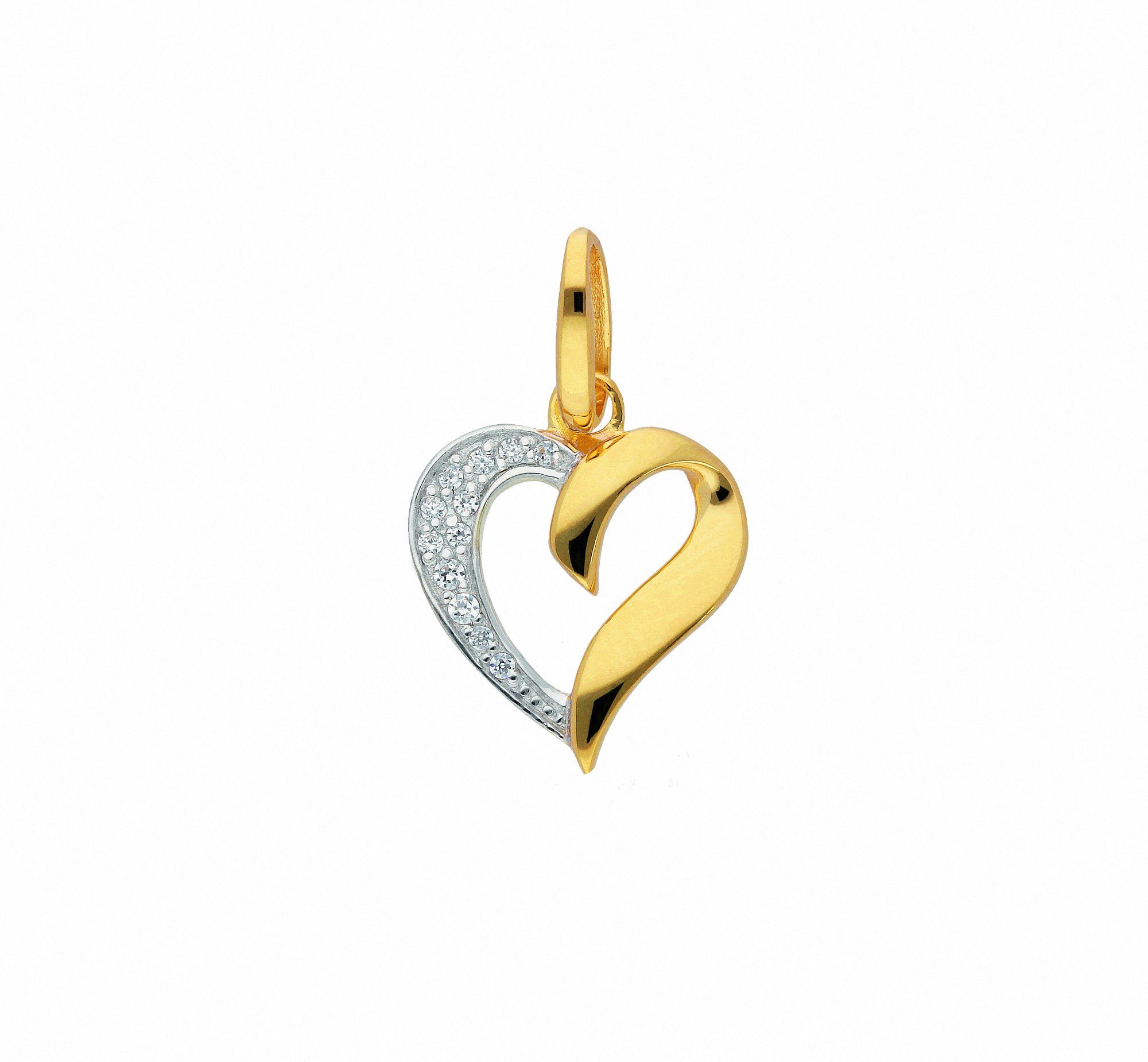 Kettenanhänger Herzanhänger 585 Gold (14K) mit Zirkonia