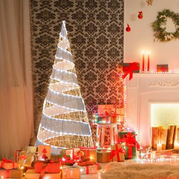 KOMFOTTEU Künstlicher Weihnachtsbaum Weihnachtsdeko, mit 550 Glühbirnen & Bodenspikes